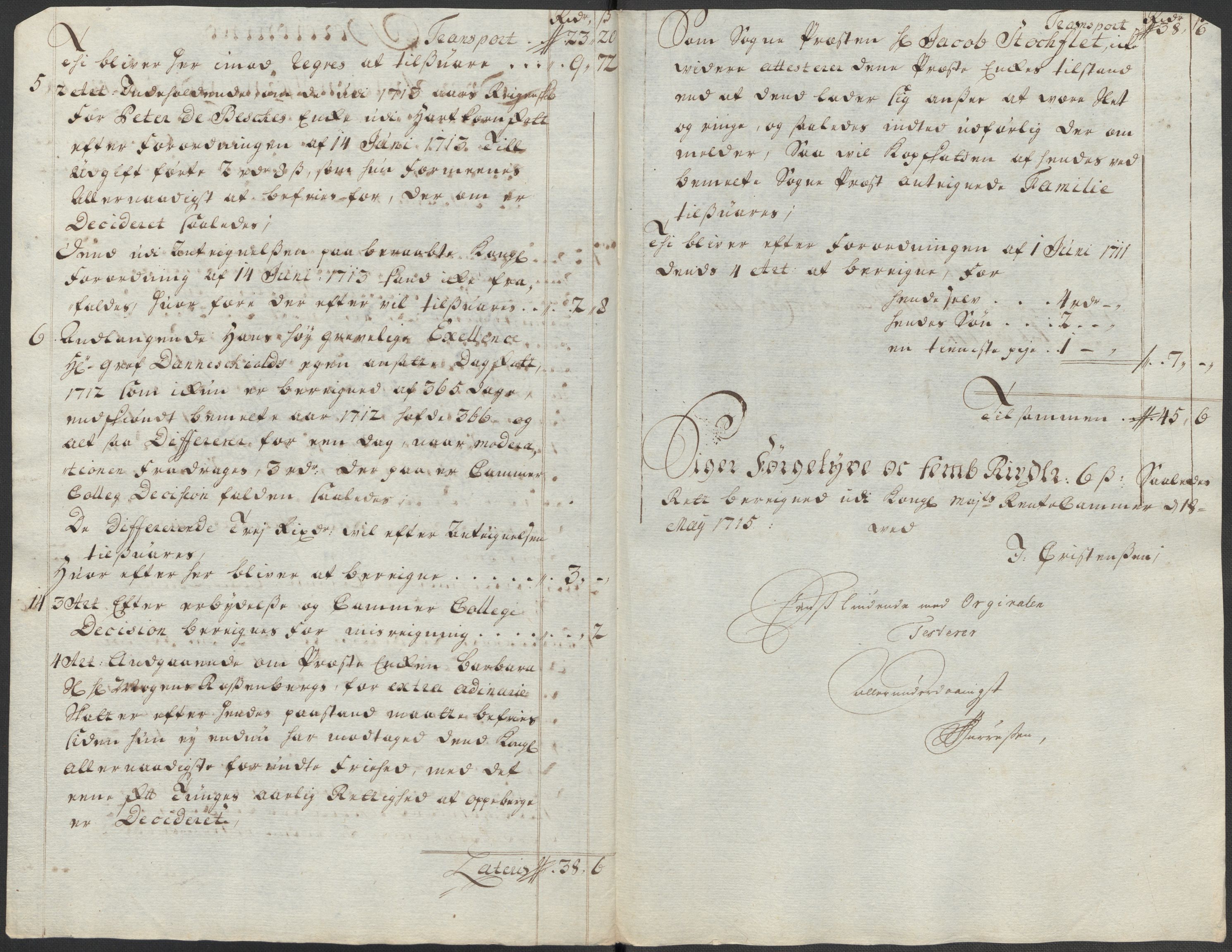 Rentekammeret inntil 1814, Reviderte regnskaper, Fogderegnskap, RA/EA-4092/R33/L1986: Fogderegnskap Larvik grevskap, 1714-1715, s. 492