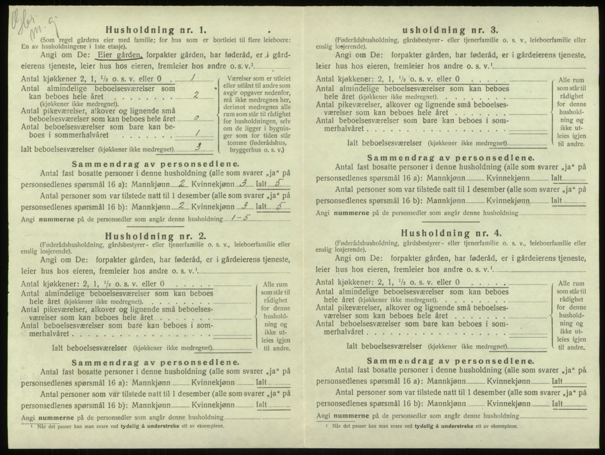 SAB, Folketelling 1920 for 1250 Haus herred, 1920, s. 208