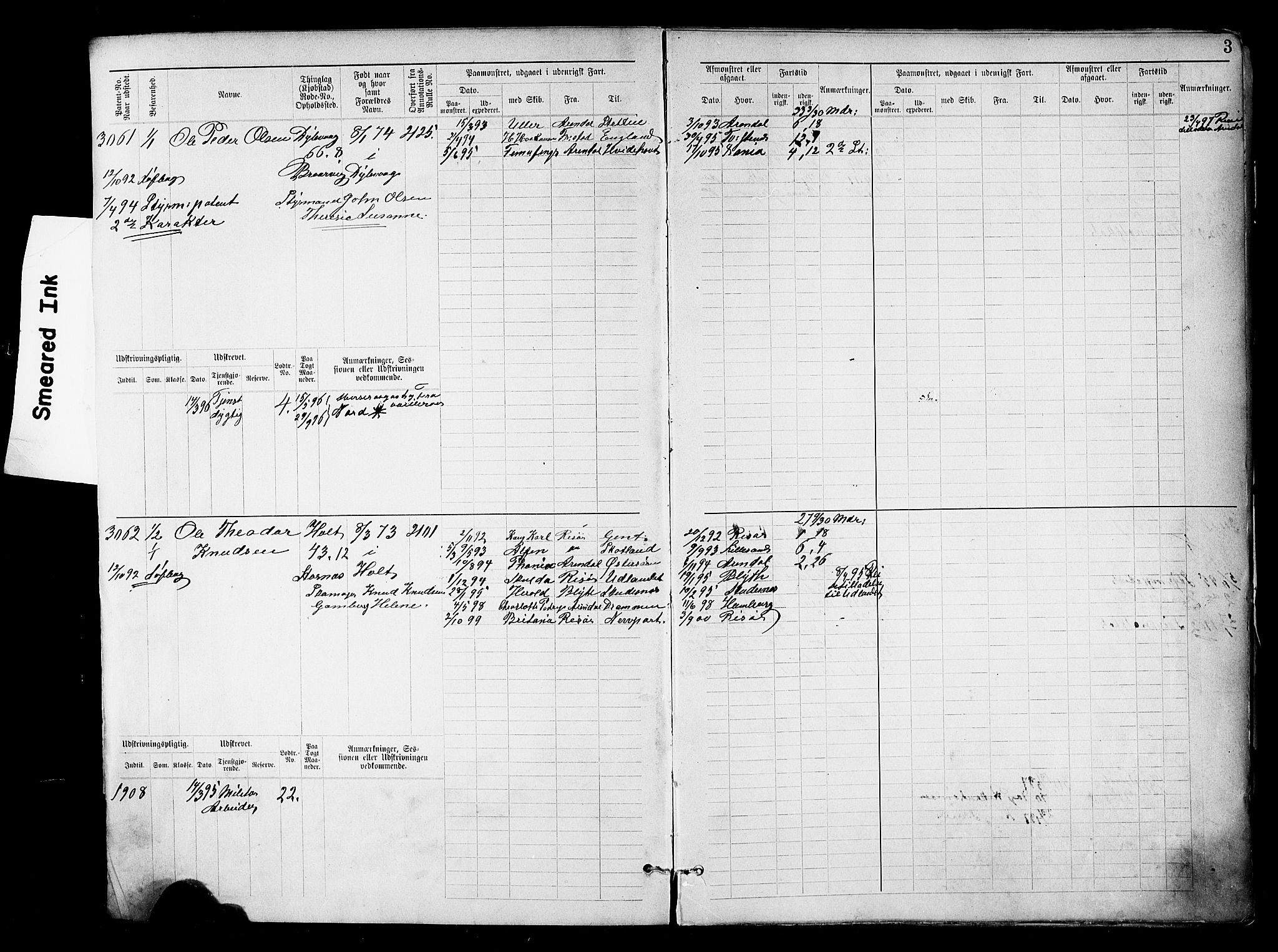 Tvedestrand mønstringskrets, SAK/2031-0011/F/Fb/L0019: Hovedrulle nr 3057-3818, U-35, 1892-1906, s. 5