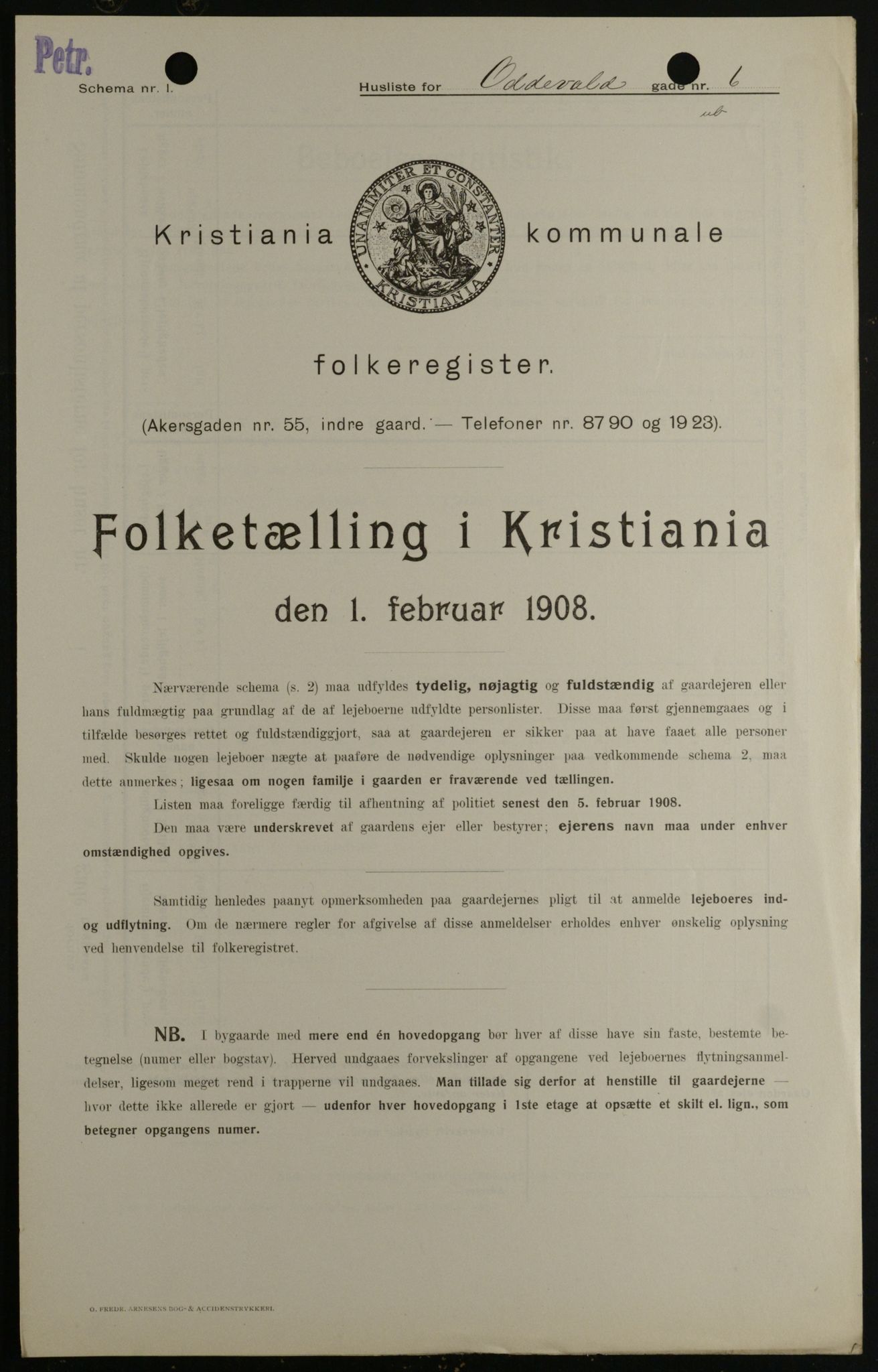 OBA, Kommunal folketelling 1.2.1908 for Kristiania kjøpstad, 1908, s. 66934