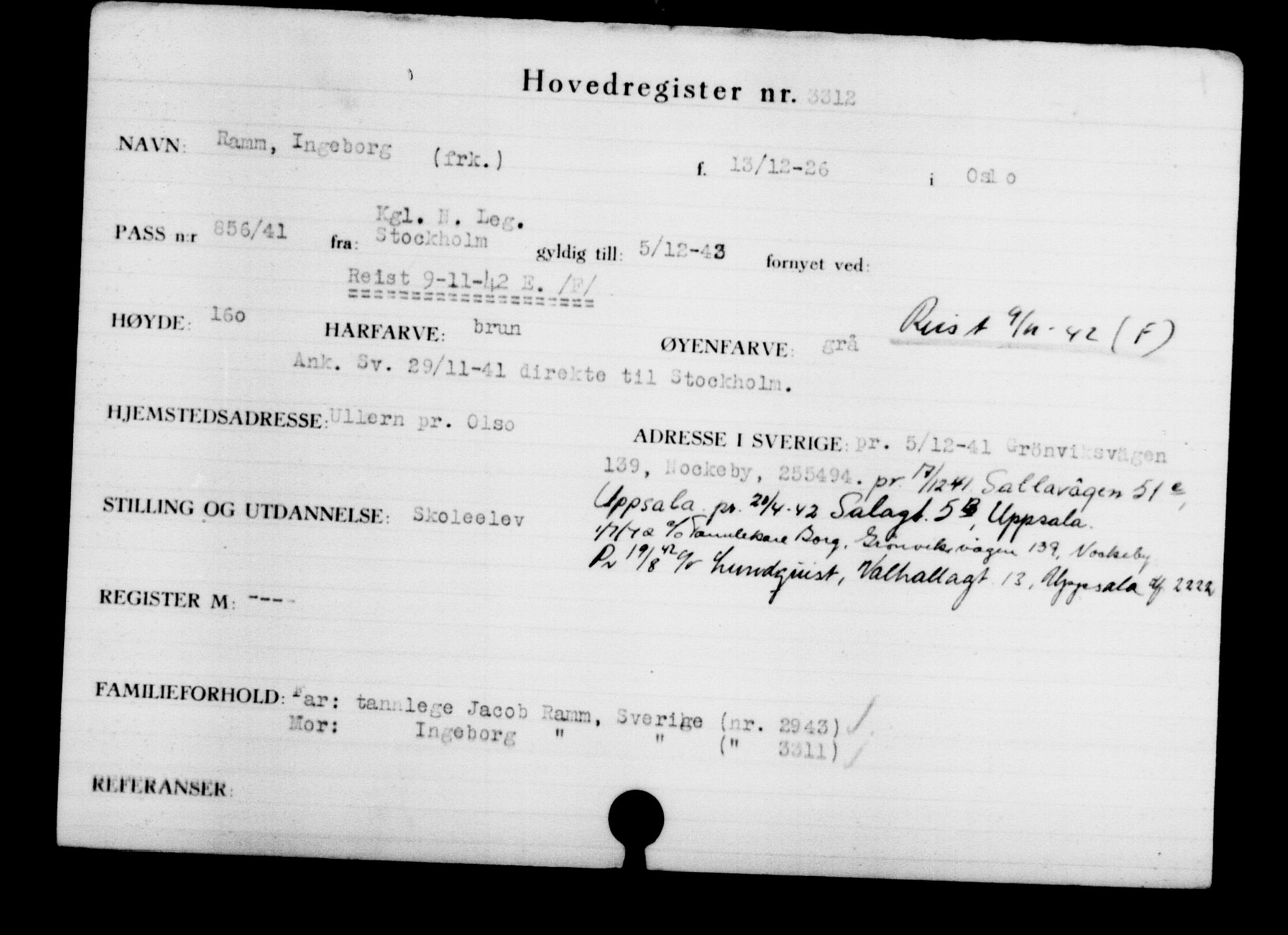 Utenriksstasjonene, Legasjonen i Stockholm, Flyktningkontoret, AV/RA-S-6753/V/Va/L0003: Kjesäterkartoteket, flyktninger med registreringsnr. 2001-3495, 1940-1945, s. 1798