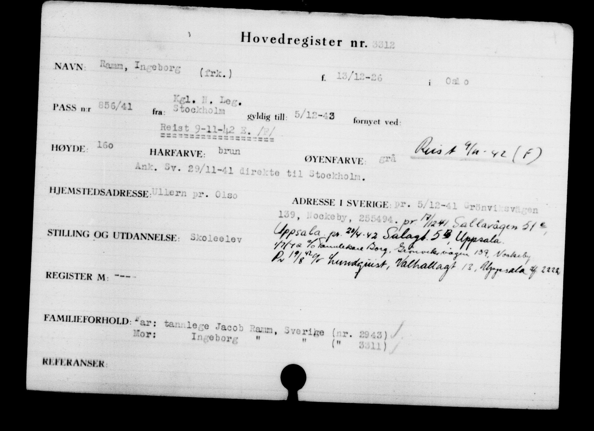 Den Kgl. Norske Legasjons Flyktningskontor, RA/S-6753/V/Va/L0003: Kjesäterkartoteket.  Flyktningenr. 2001-3495, 1940-1945, s. 1798