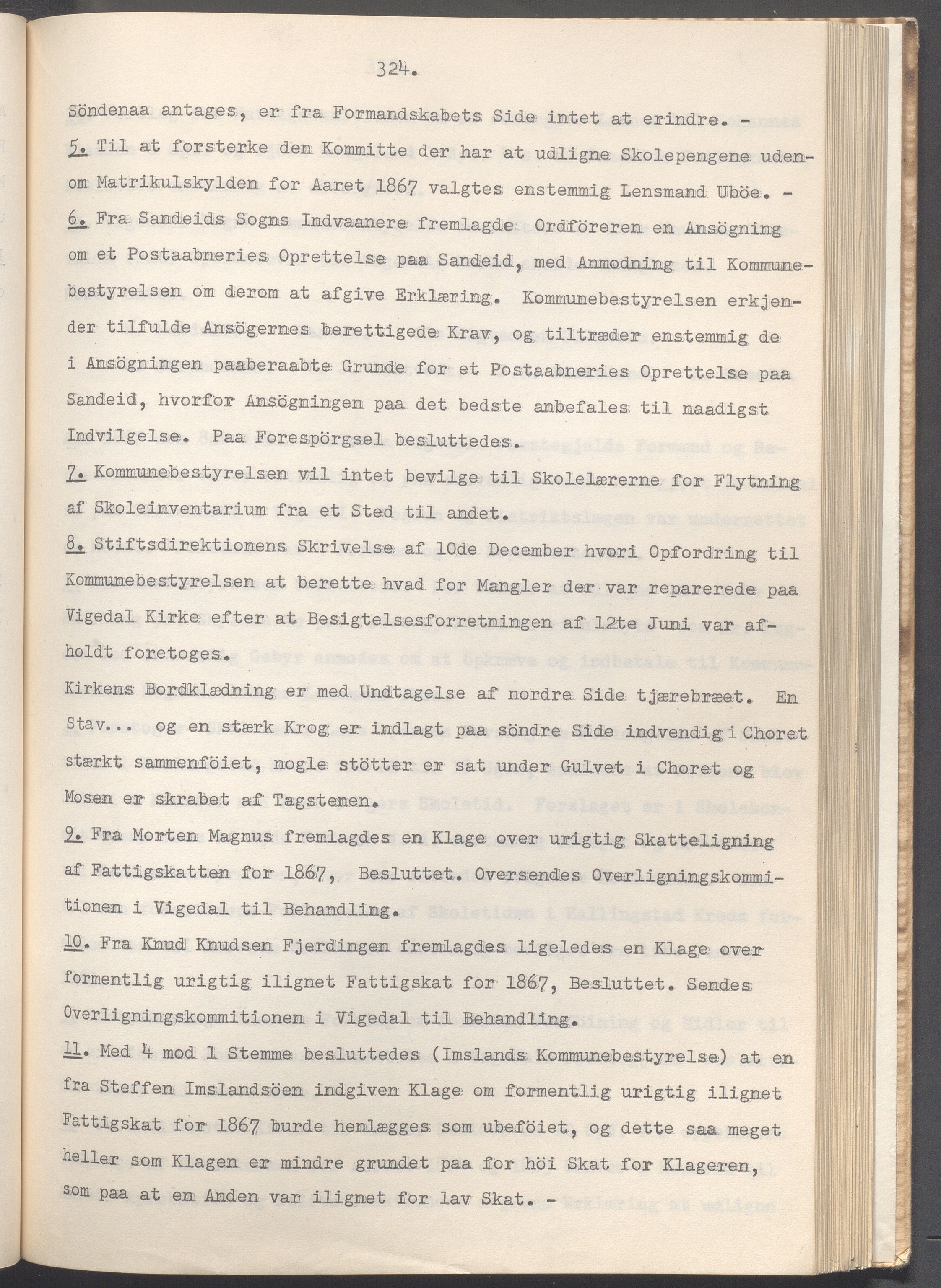 Vikedal kommune - Formannskapet, IKAR/K-100598/A/Ac/L0002: Avskrift av møtebok, 1862-1874, s. 324