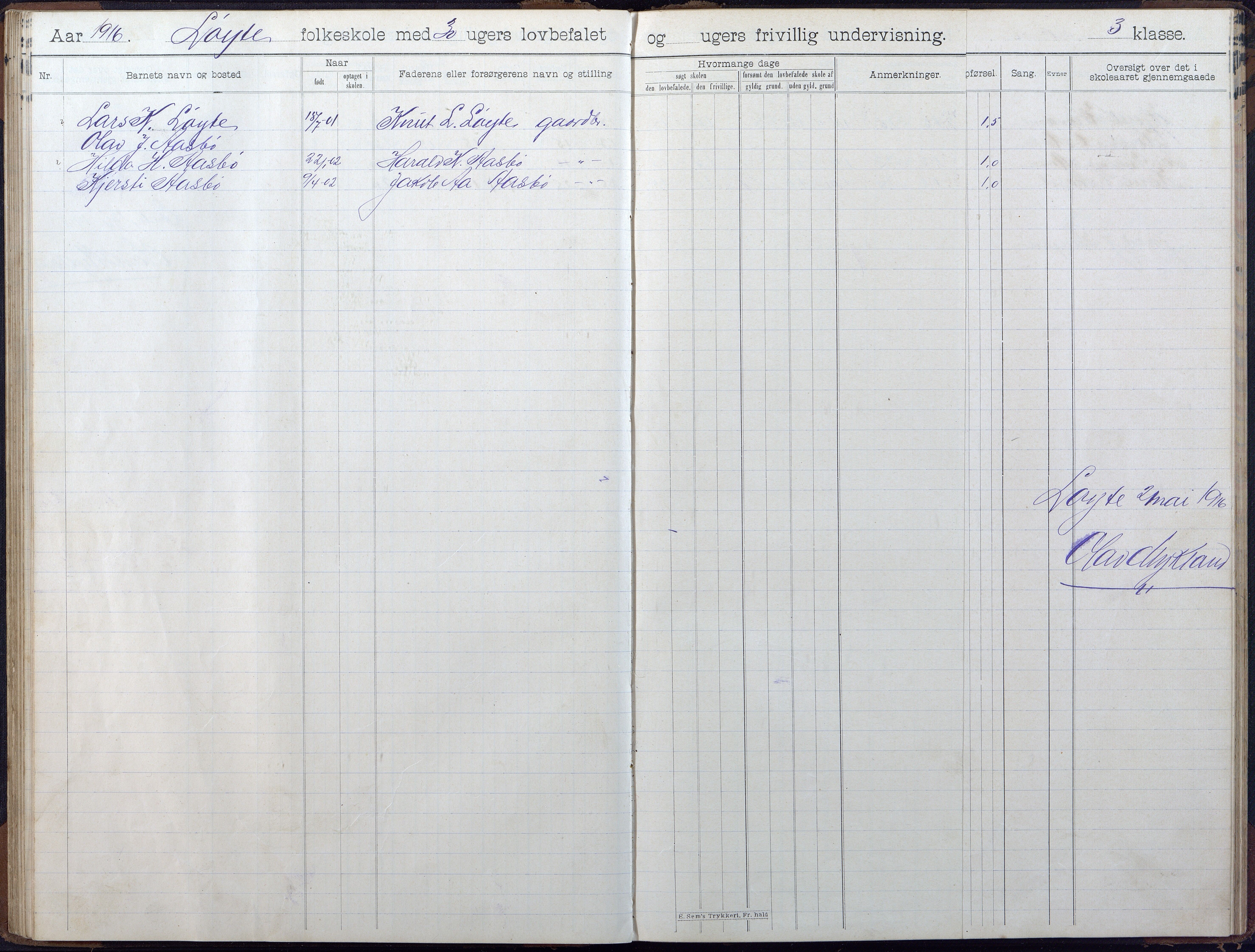 Gjerstad Kommune, Løite Skole, AAKS/KA0911-550c/F02/L0002: Skoleprotokoll, 1903-1921