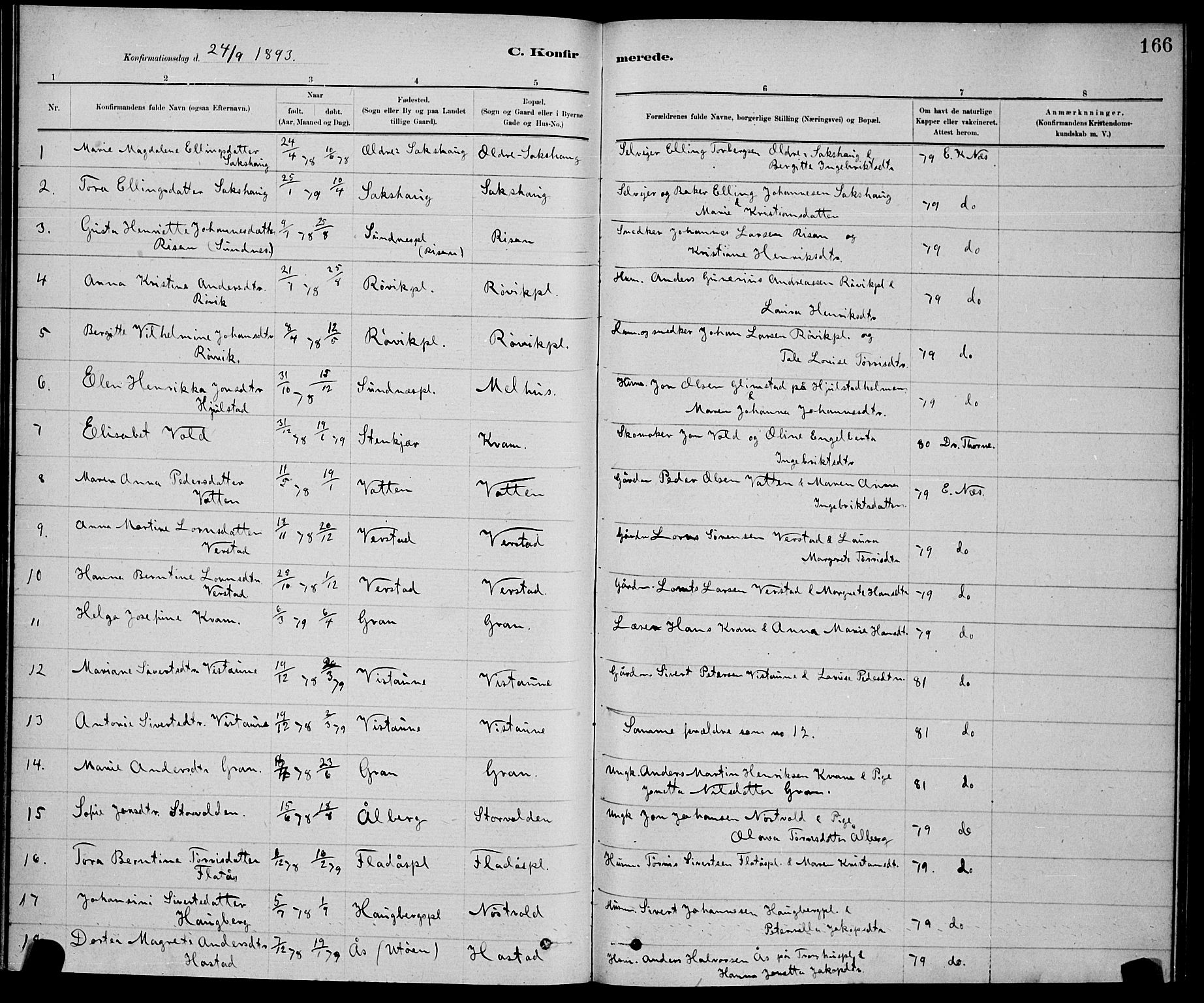 Ministerialprotokoller, klokkerbøker og fødselsregistre - Nord-Trøndelag, SAT/A-1458/730/L0301: Klokkerbok nr. 730C04, 1880-1897, s. 166