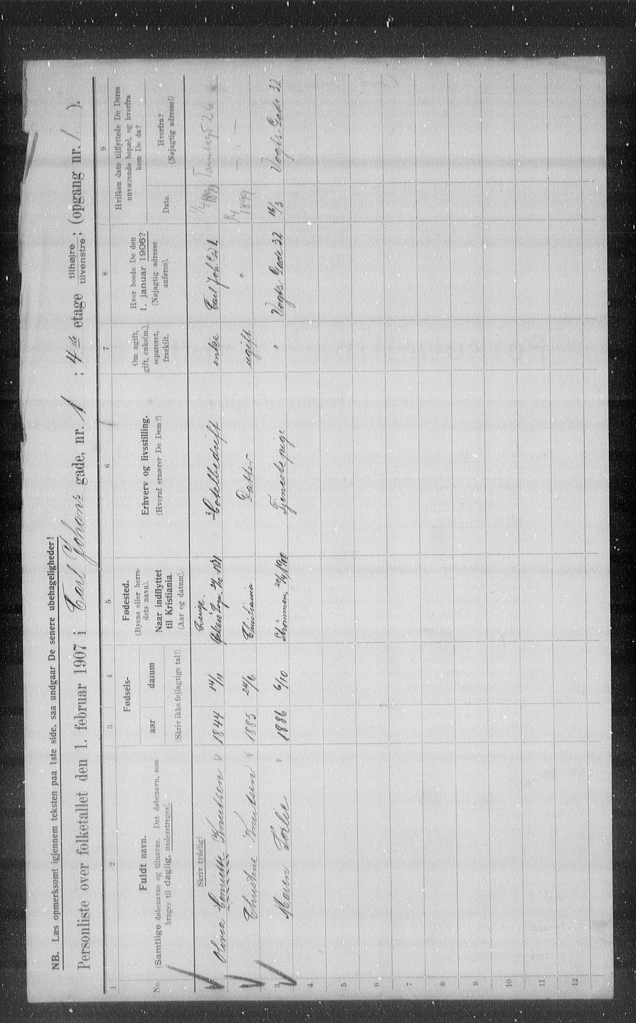 OBA, Kommunal folketelling 1.2.1907 for Kristiania kjøpstad, 1907, s. 24810