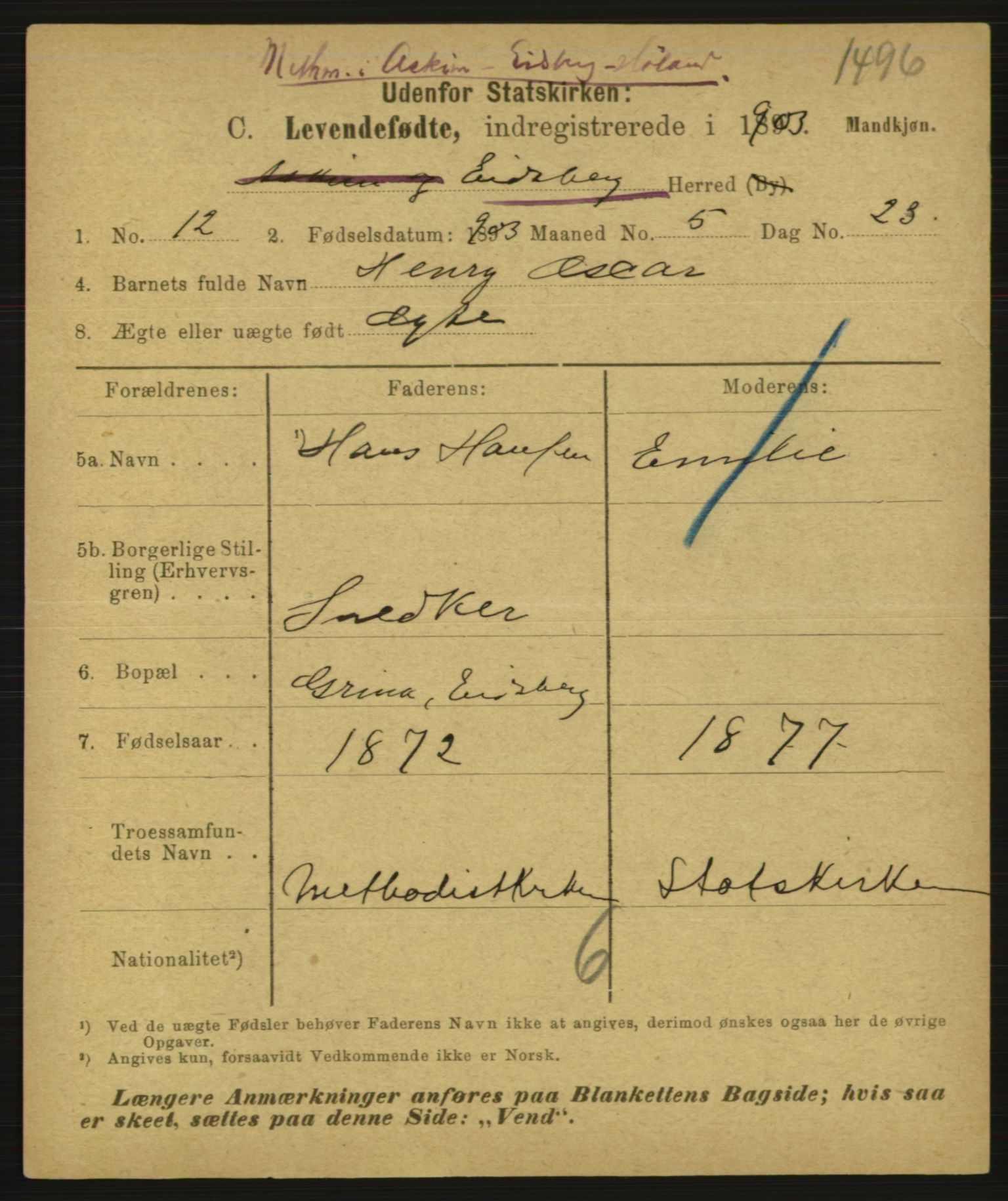 Statistisk sentralbyrå, Sosiodemografiske emner, Befolkning, AV/RA-S-2228/E/L0001: Fødte, gifte, døde dissentere., 1903, s. 9