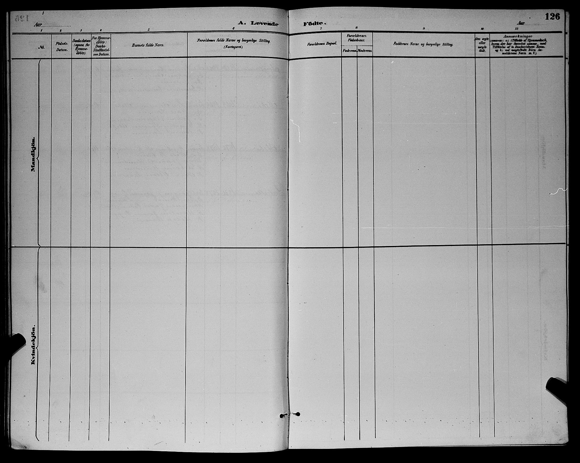 Oddernes sokneprestkontor, SAK/1111-0033/F/Fb/Fba/L0008: Klokkerbok nr. B 8, 1887-1898, s. 126