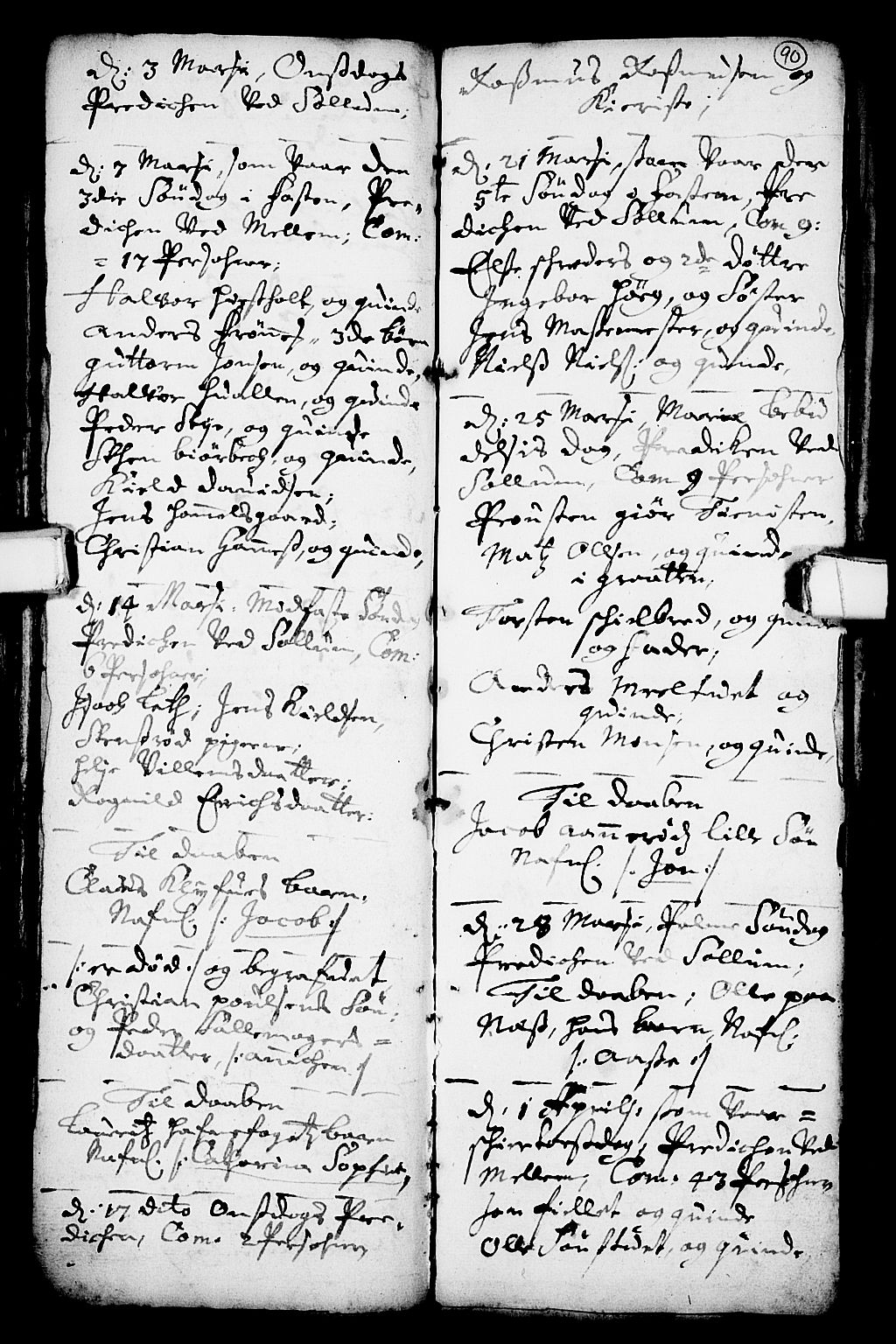 Solum kirkebøker, AV/SAKO-A-306/F/Fa/L0001: Ministerialbok nr. I 1, 1701-1716, s. 90