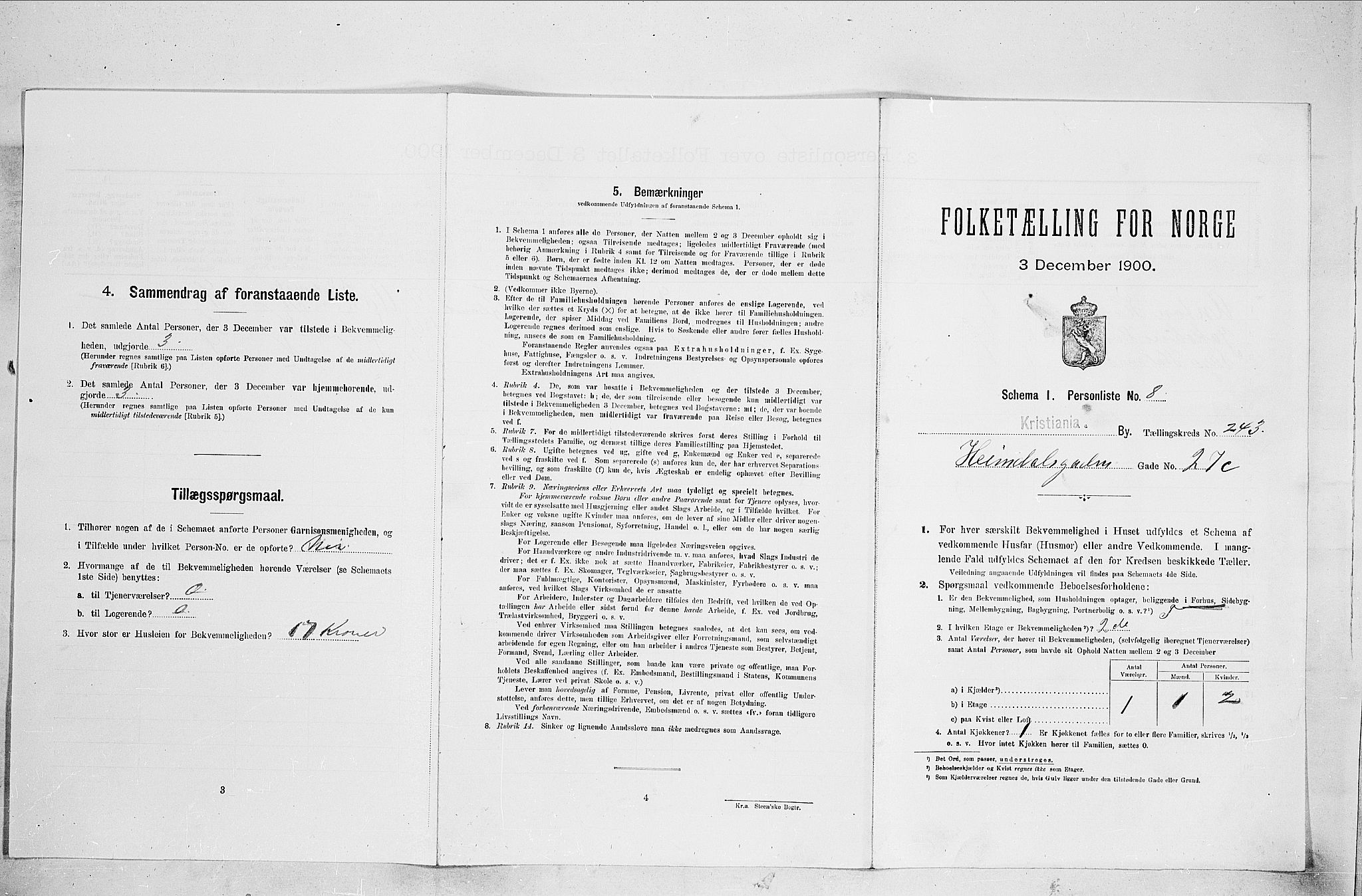 SAO, Folketelling 1900 for 0301 Kristiania kjøpstad, 1900, s. 34889