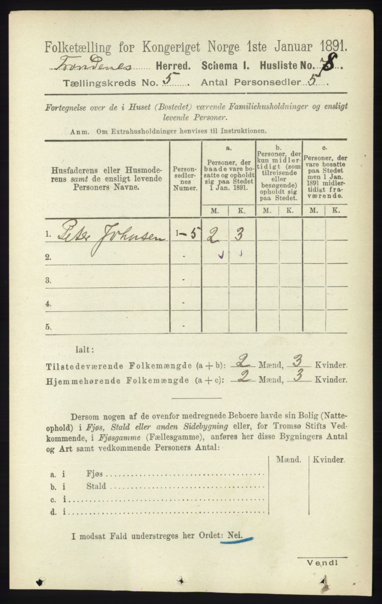 RA, Folketelling 1891 for 1914 Trondenes herred, 1891, s. 2703