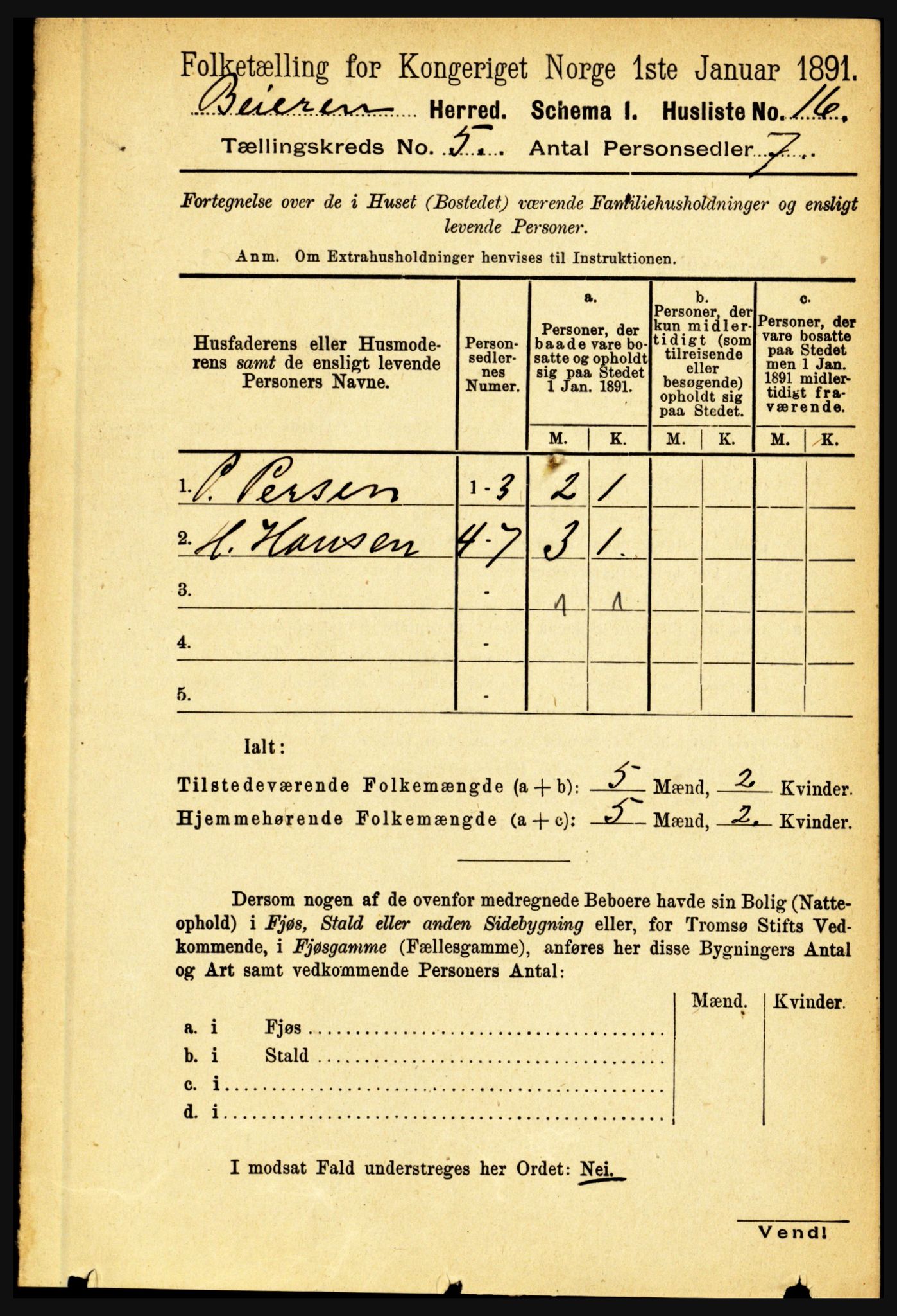 RA, Folketelling 1891 for 1839 Beiarn herred, 1891, s. 1726