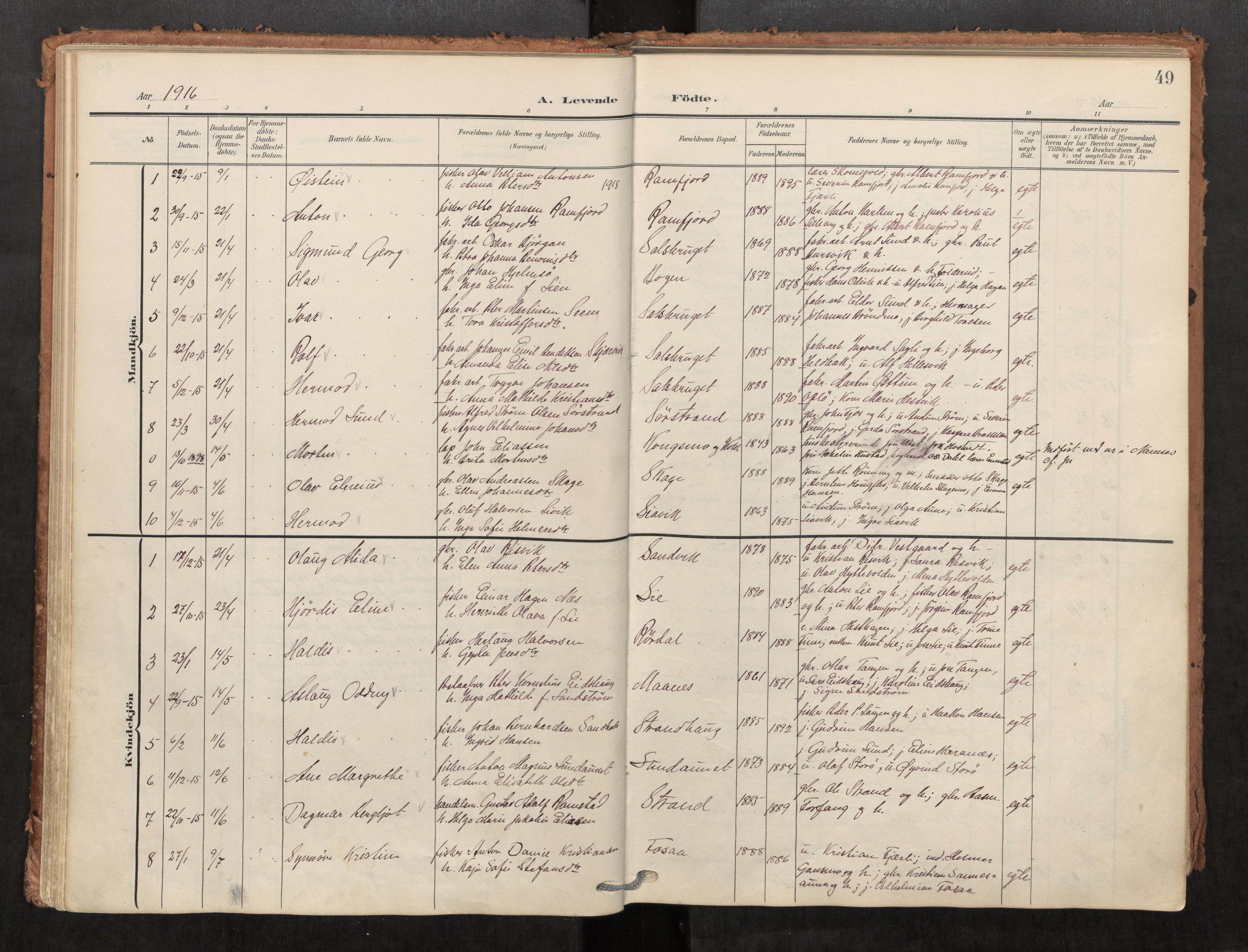 Kolvereid sokneprestkontor, AV/SAT-A-1171/H/Ha/Haa/L0001: Ministerialbok nr. 1, 1903-1922, s. 49