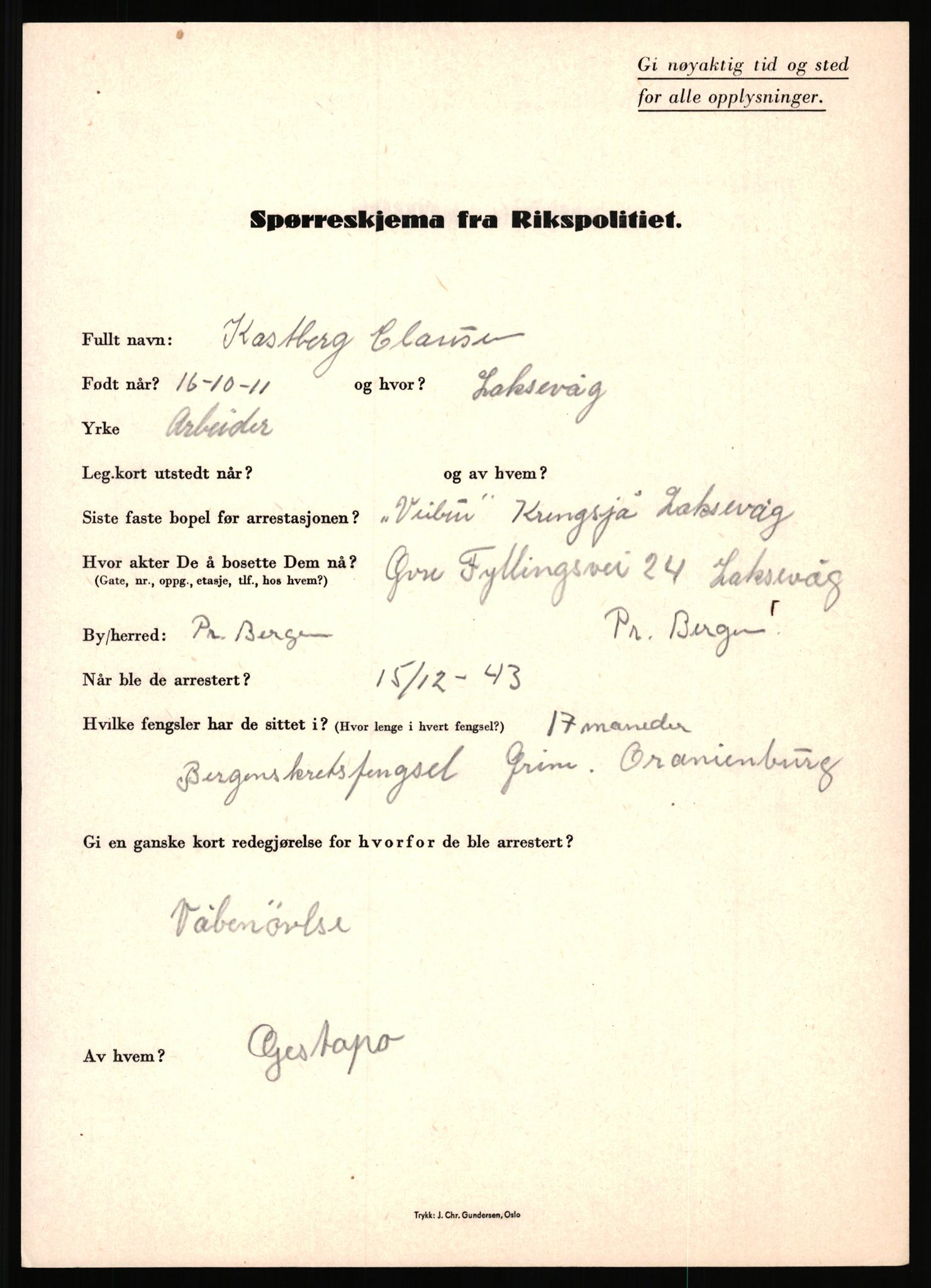 Rikspolitisjefen, AV/RA-S-1560/L/L0009: Karlsen, Aksel Emanuel - Kristiansen, Øivind Vetre, 1940-1945, s. 379