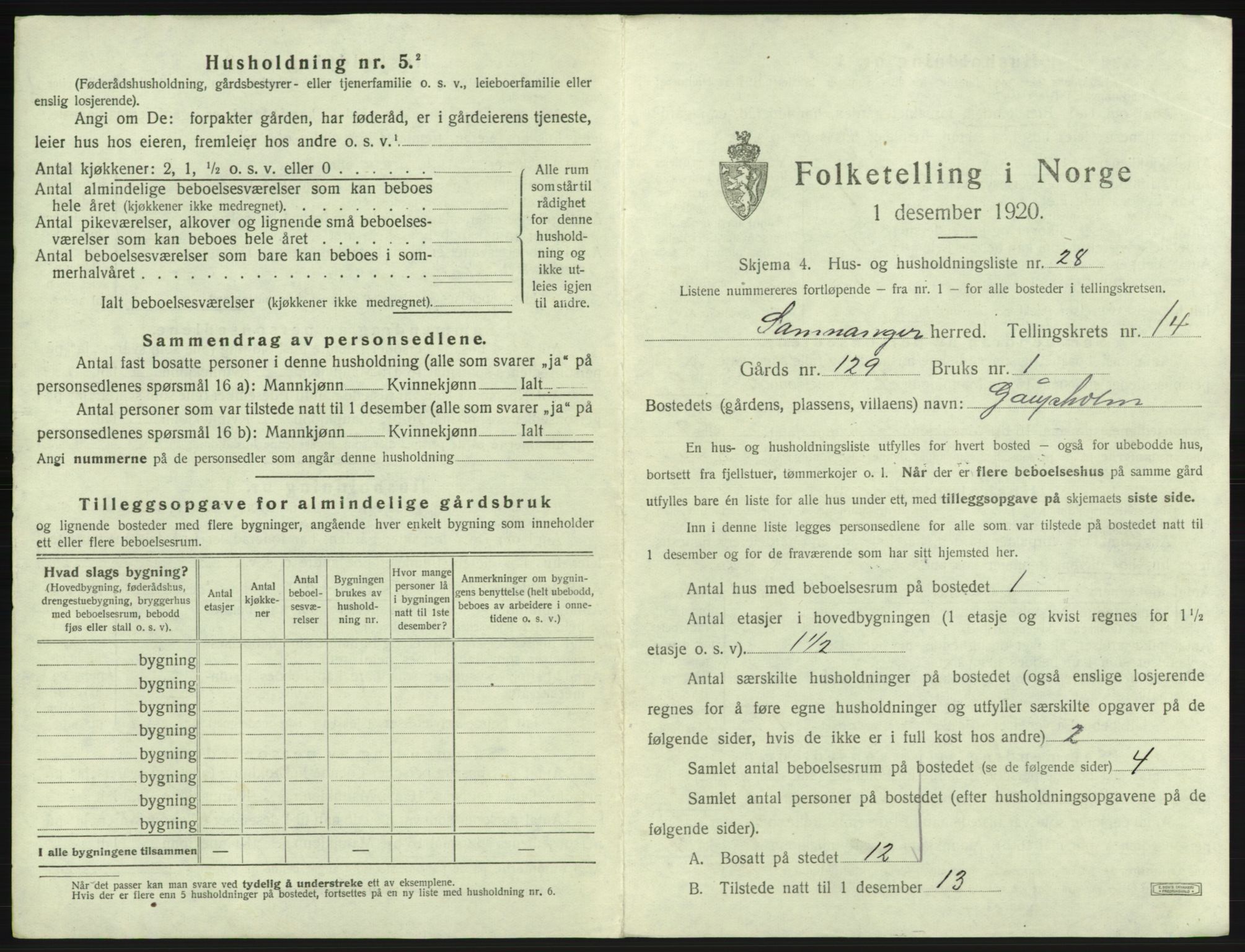 SAB, Folketelling 1920 for 1242 Samnanger herred, 1920, s. 835