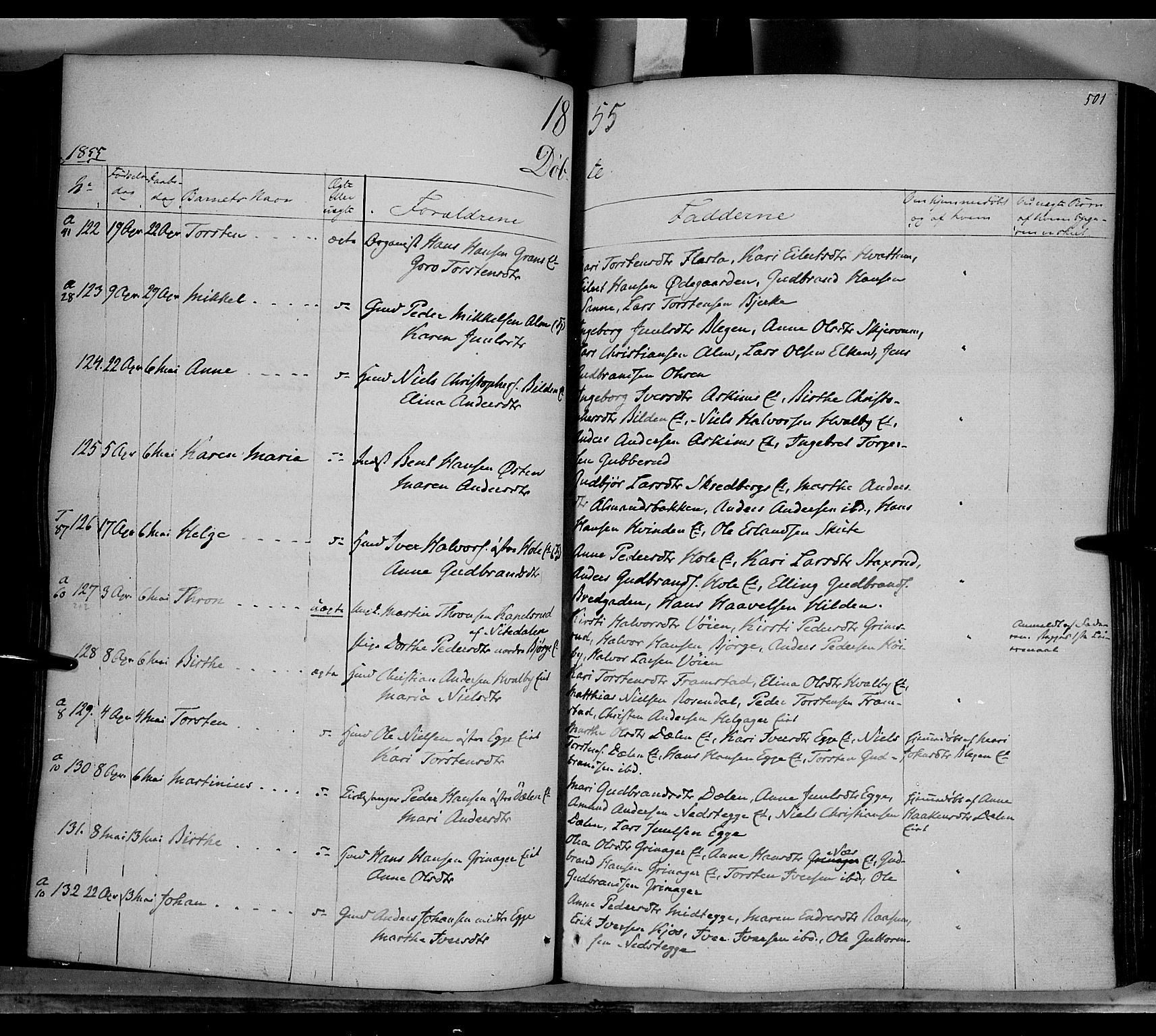 Gran prestekontor, AV/SAH-PREST-112/H/Ha/Haa/L0011: Ministerialbok nr. 11, 1842-1856, s. 500-501