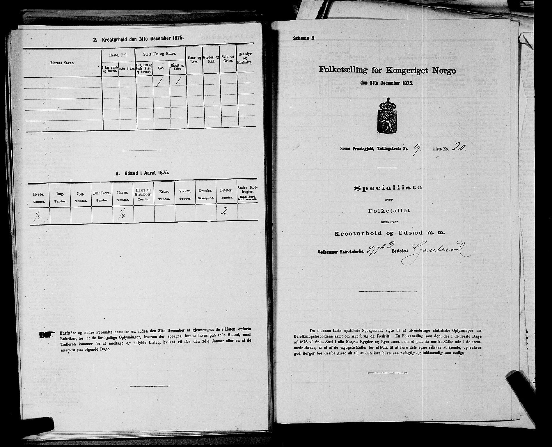 SAKO, Folketelling 1875 for 0721P Sem prestegjeld, 1875, s. 1732