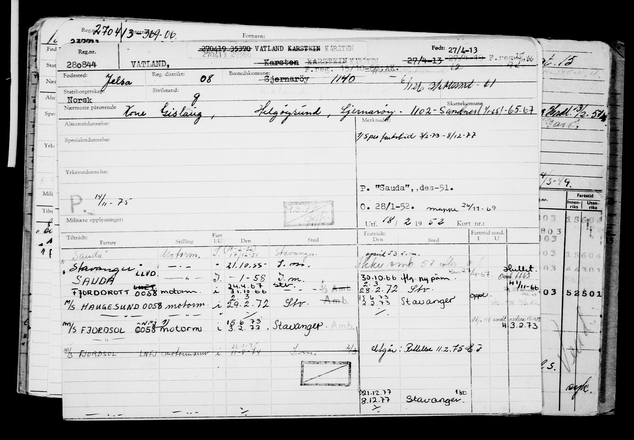 Direktoratet for sjømenn, AV/RA-S-3545/G/Gb/L0112: Hovedkort, 1913, s. 307