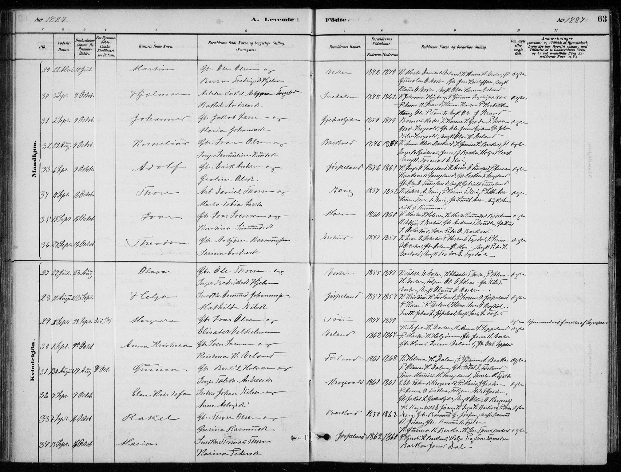 Strand sokneprestkontor, AV/SAST-A-101828/H/Ha/Hab/L0004: Klokkerbok nr. B 4, 1878-1903, s. 63