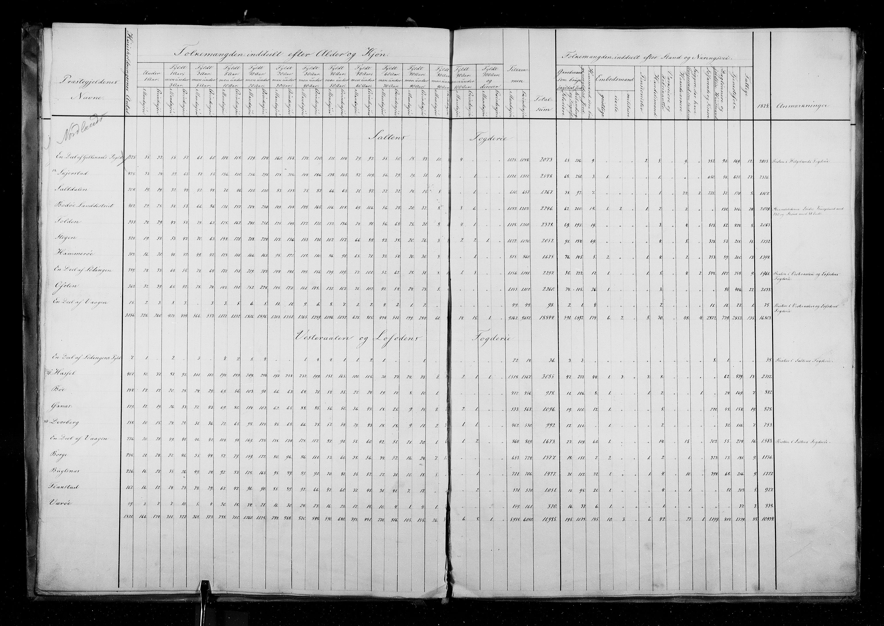 RA, Folketellingen 1835, bind 1: Oversiktstabeller for hele landet, 1835
