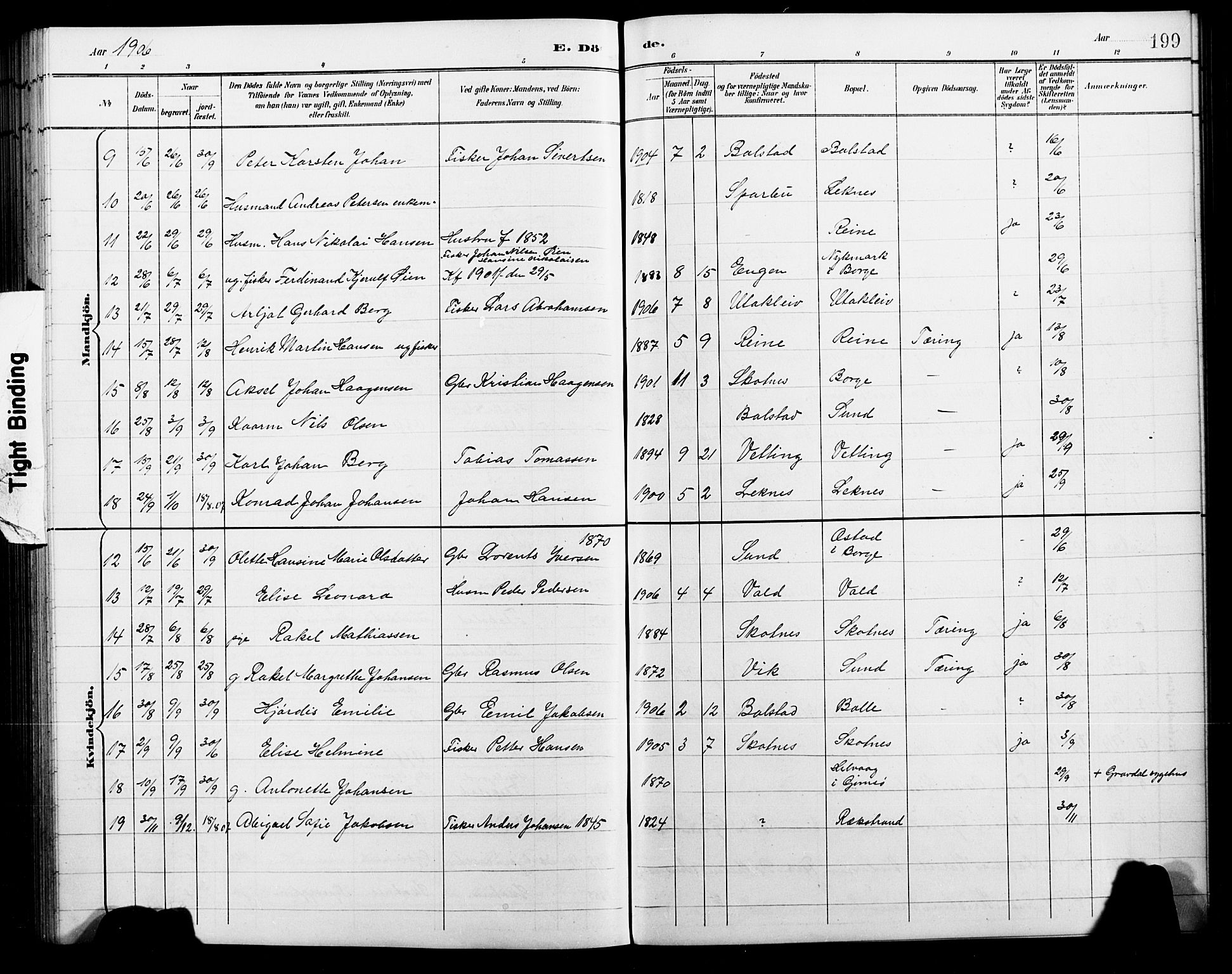 Ministerialprotokoller, klokkerbøker og fødselsregistre - Nordland, AV/SAT-A-1459/881/L1168: Klokkerbok nr. 881C05, 1900-1911, s. 199