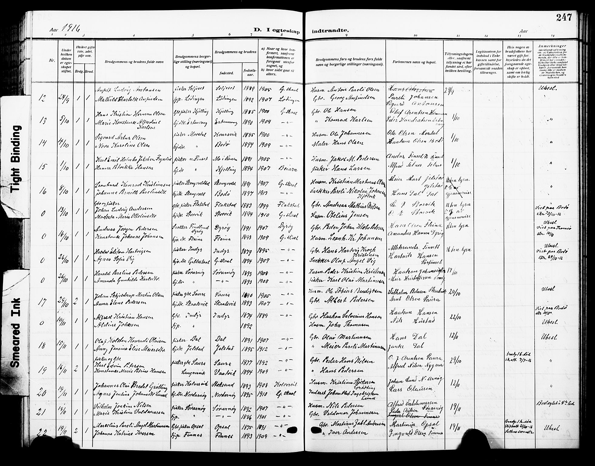 Ministerialprotokoller, klokkerbøker og fødselsregistre - Nordland, AV/SAT-A-1459/805/L0110: Klokkerbok nr. 805C06, 1909-1924, s. 247