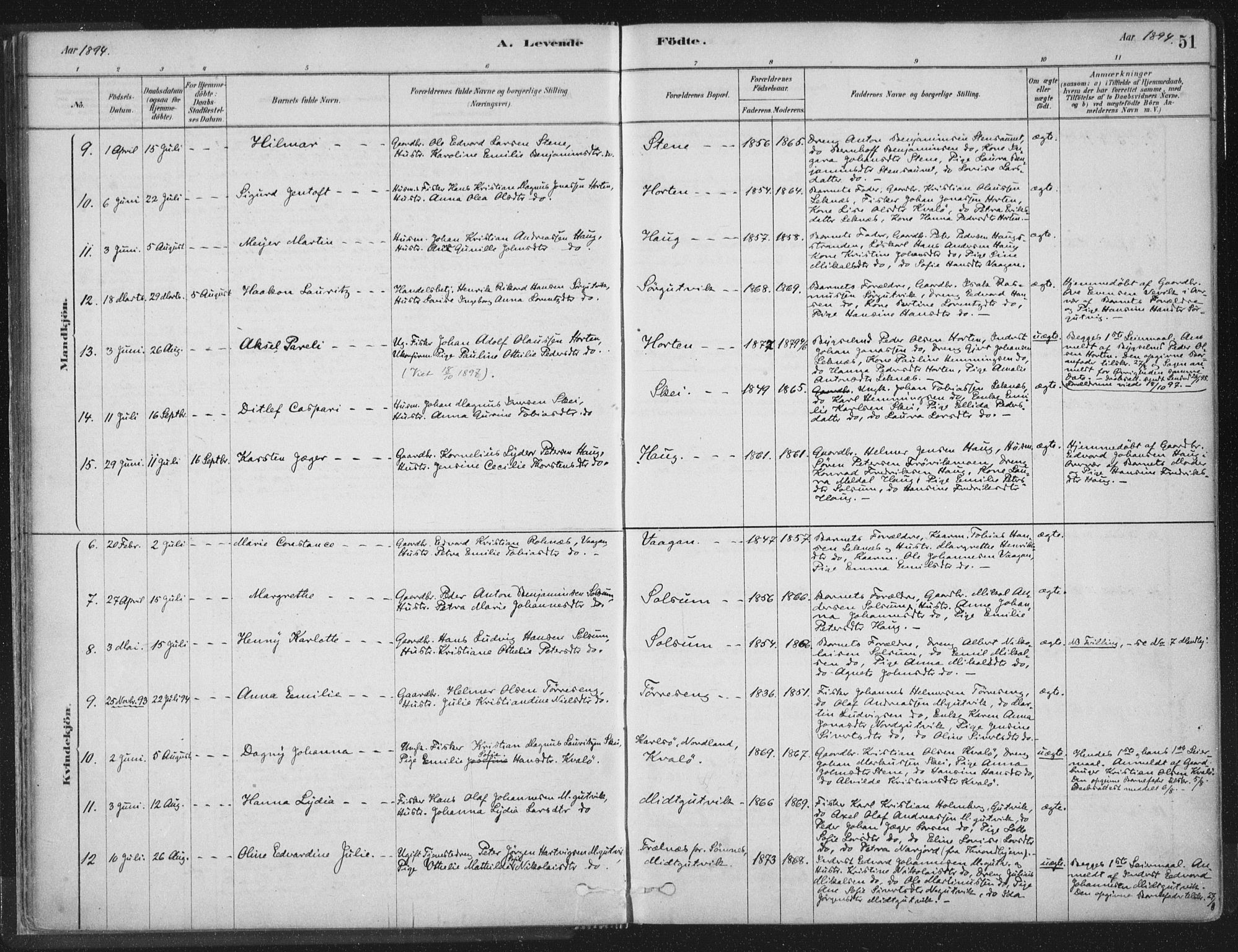 Ministerialprotokoller, klokkerbøker og fødselsregistre - Nord-Trøndelag, SAT/A-1458/788/L0697: Ministerialbok nr. 788A04, 1878-1902, s. 51