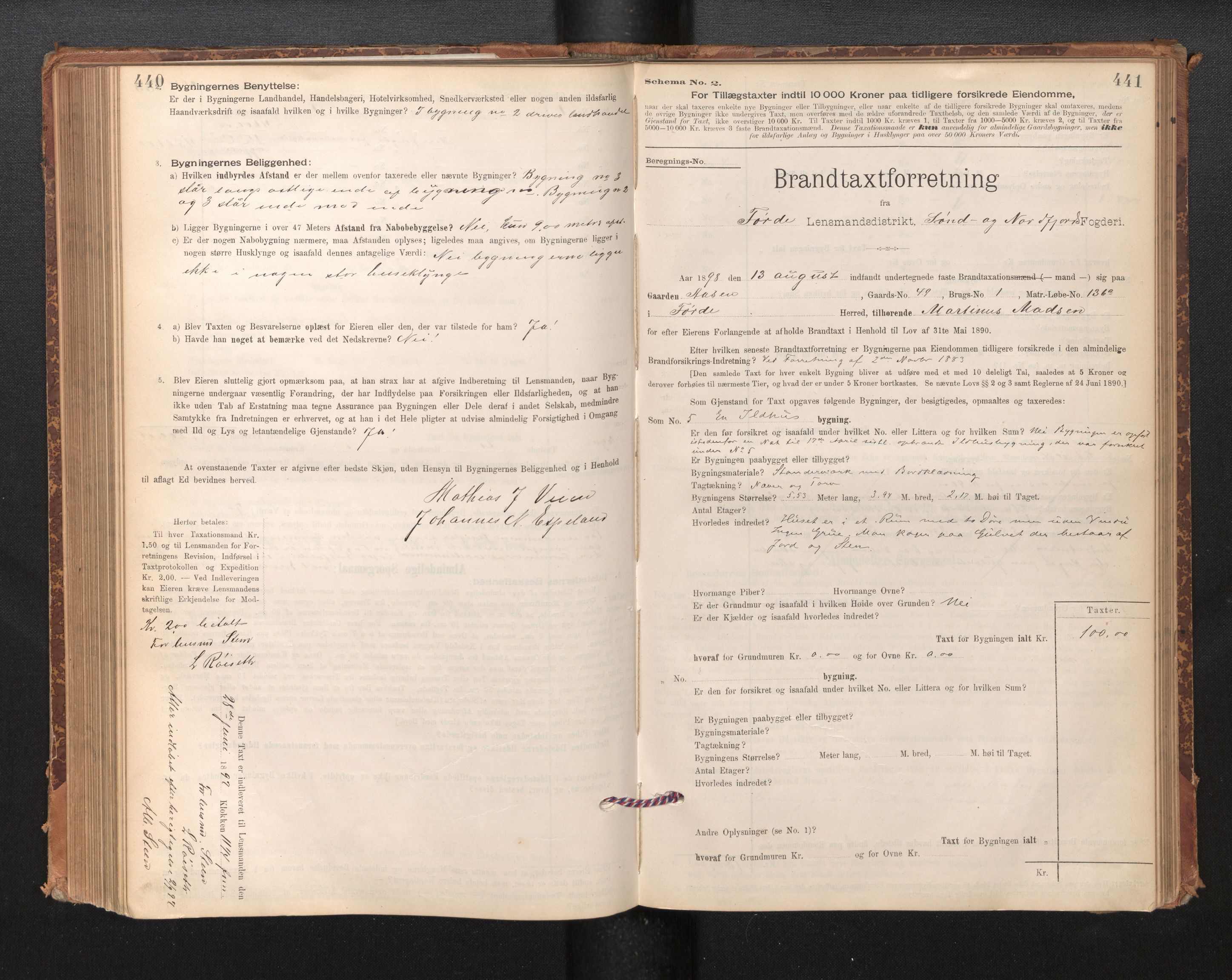 Lensmannen i Førde, AV/SAB-A-27401/0012/L0008: Branntakstprotokoll, skjematakst, 1895-1922, s. 440-441