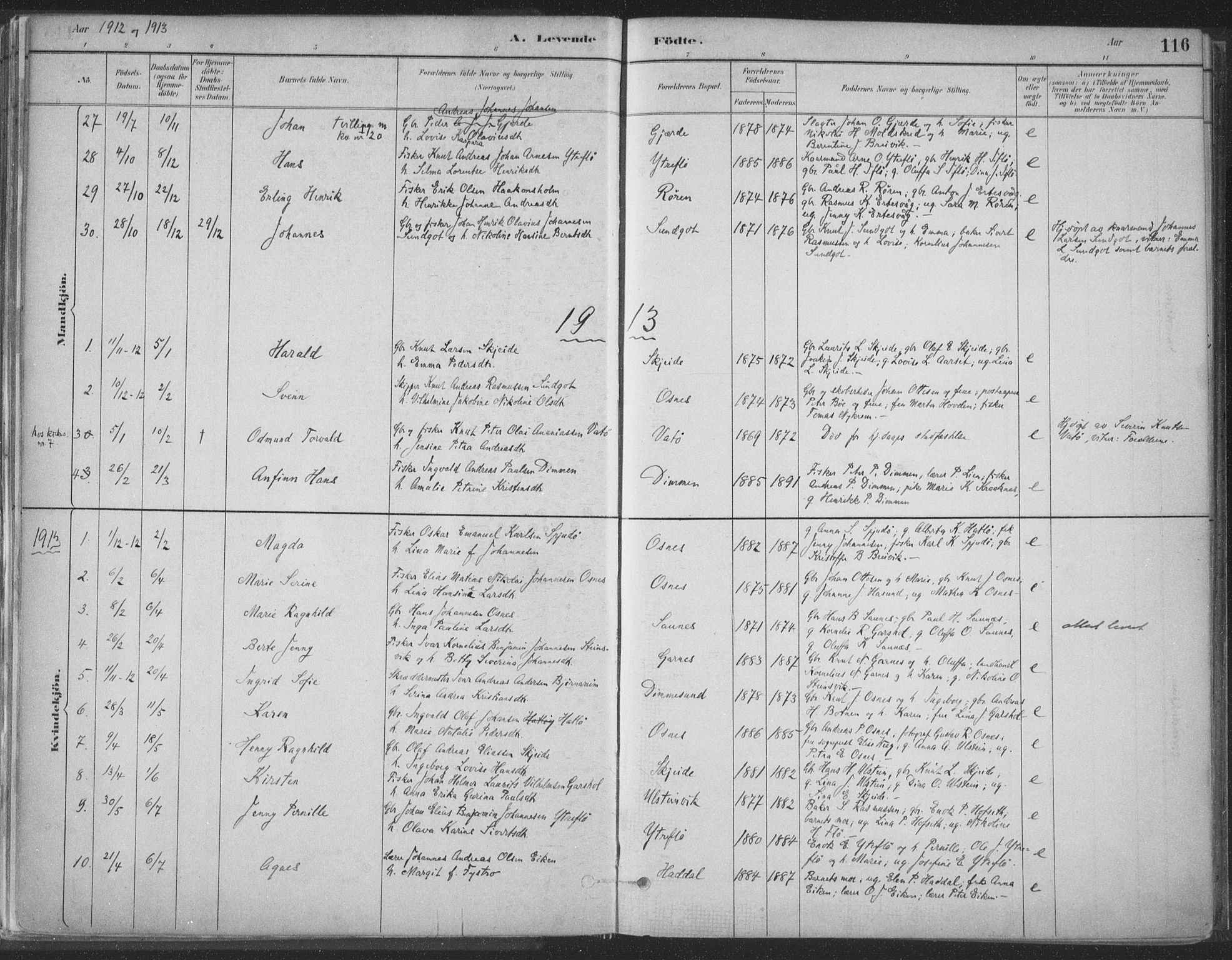 Ministerialprotokoller, klokkerbøker og fødselsregistre - Møre og Romsdal, SAT/A-1454/509/L0106: Ministerialbok nr. 509A04, 1883-1922, s. 116