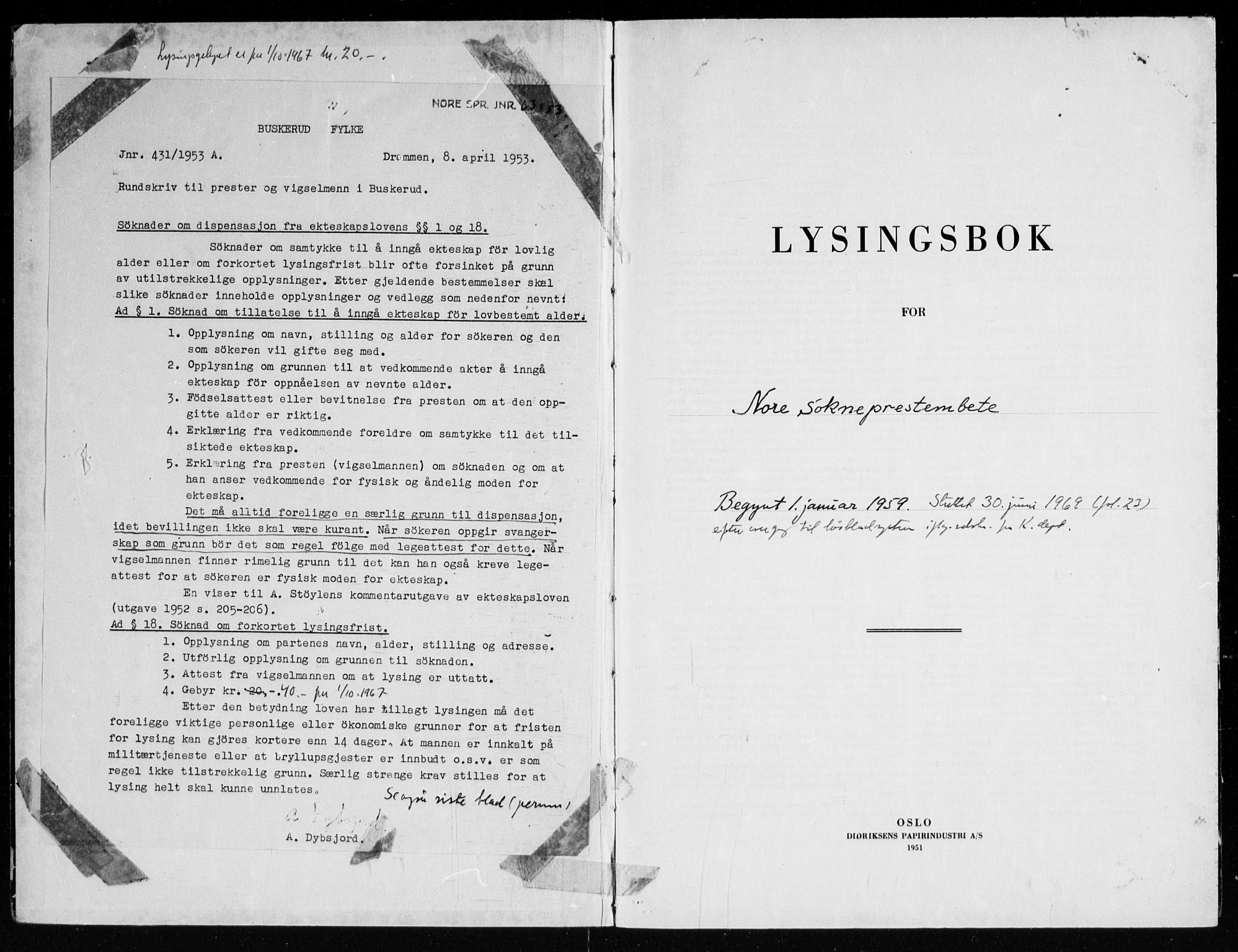 Nore kirkebøker, SAKO/A-238/H/Ha/L0002: Lysningsprotokoll nr. 2, 1959-1969