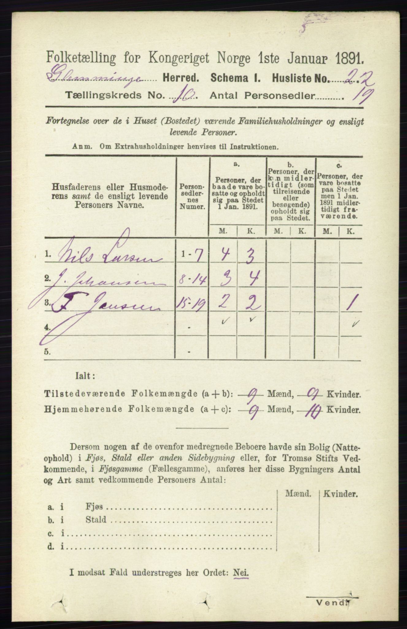 RA, Folketelling 1891 for 0132 Glemmen herred, 1891, s. 9922