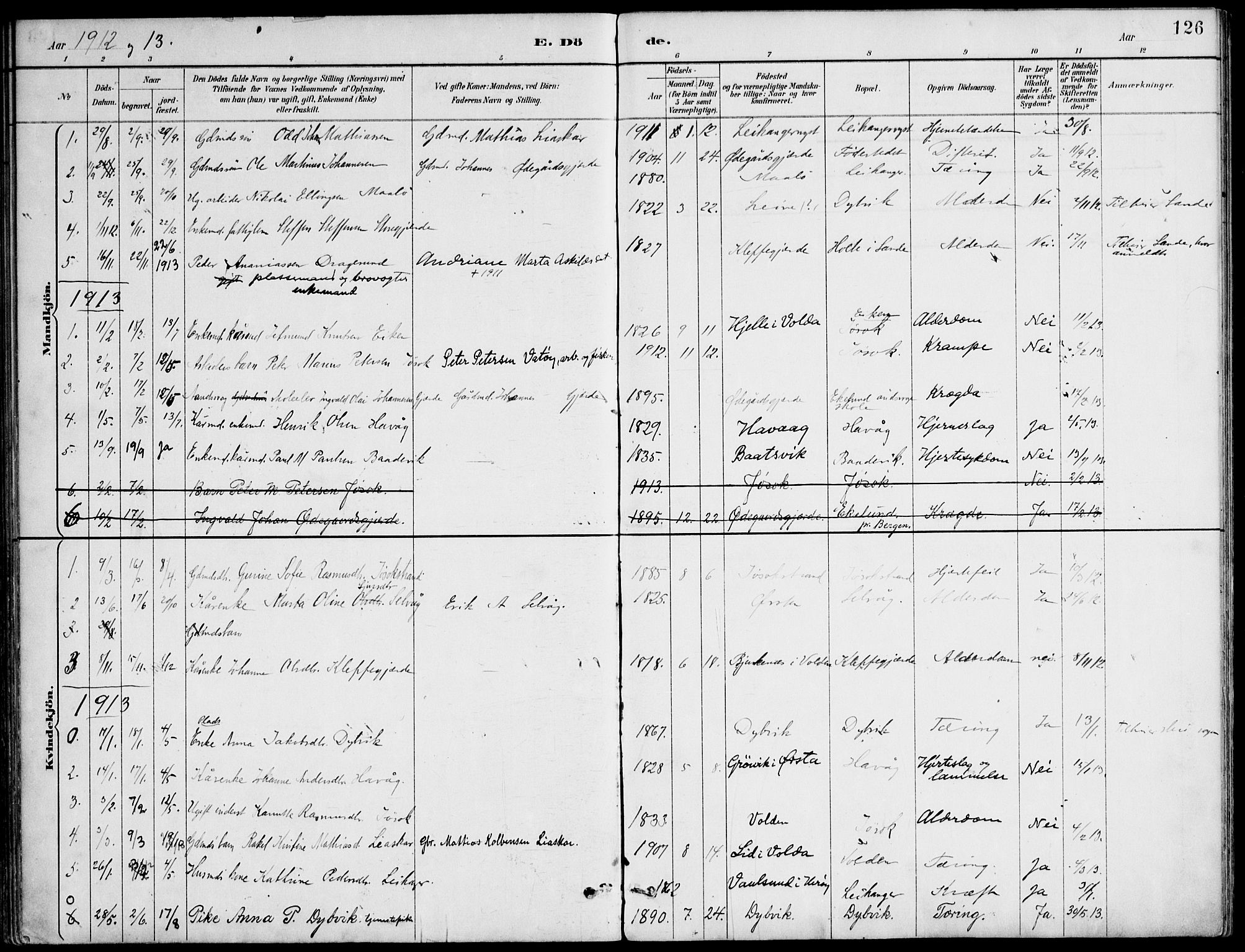 Ministerialprotokoller, klokkerbøker og fødselsregistre - Møre og Romsdal, SAT/A-1454/508/L0095: Ministerialbok nr. 508A02, 1887-1920, s. 126