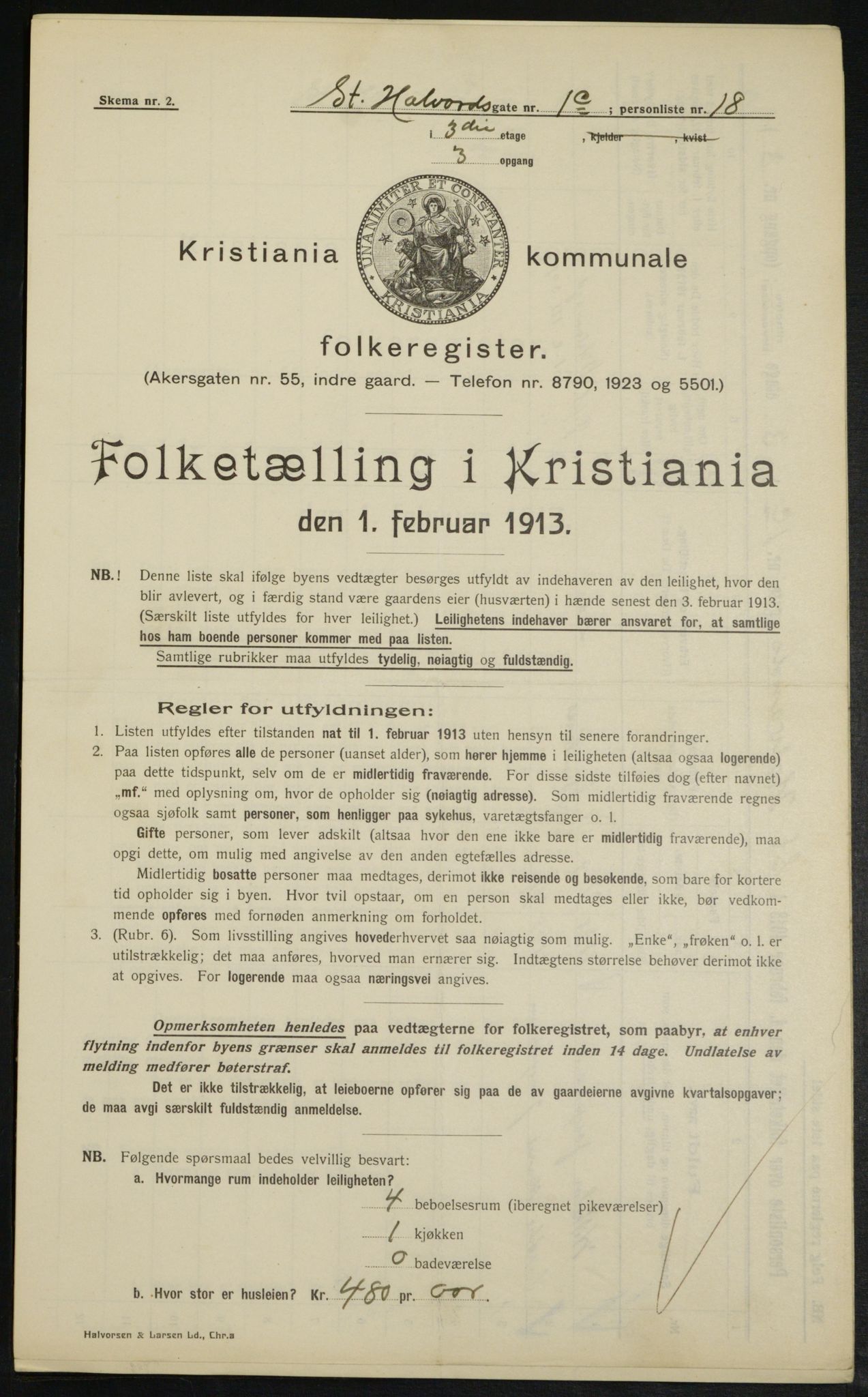 OBA, Kommunal folketelling 1.2.1913 for Kristiania, 1913, s. 87434