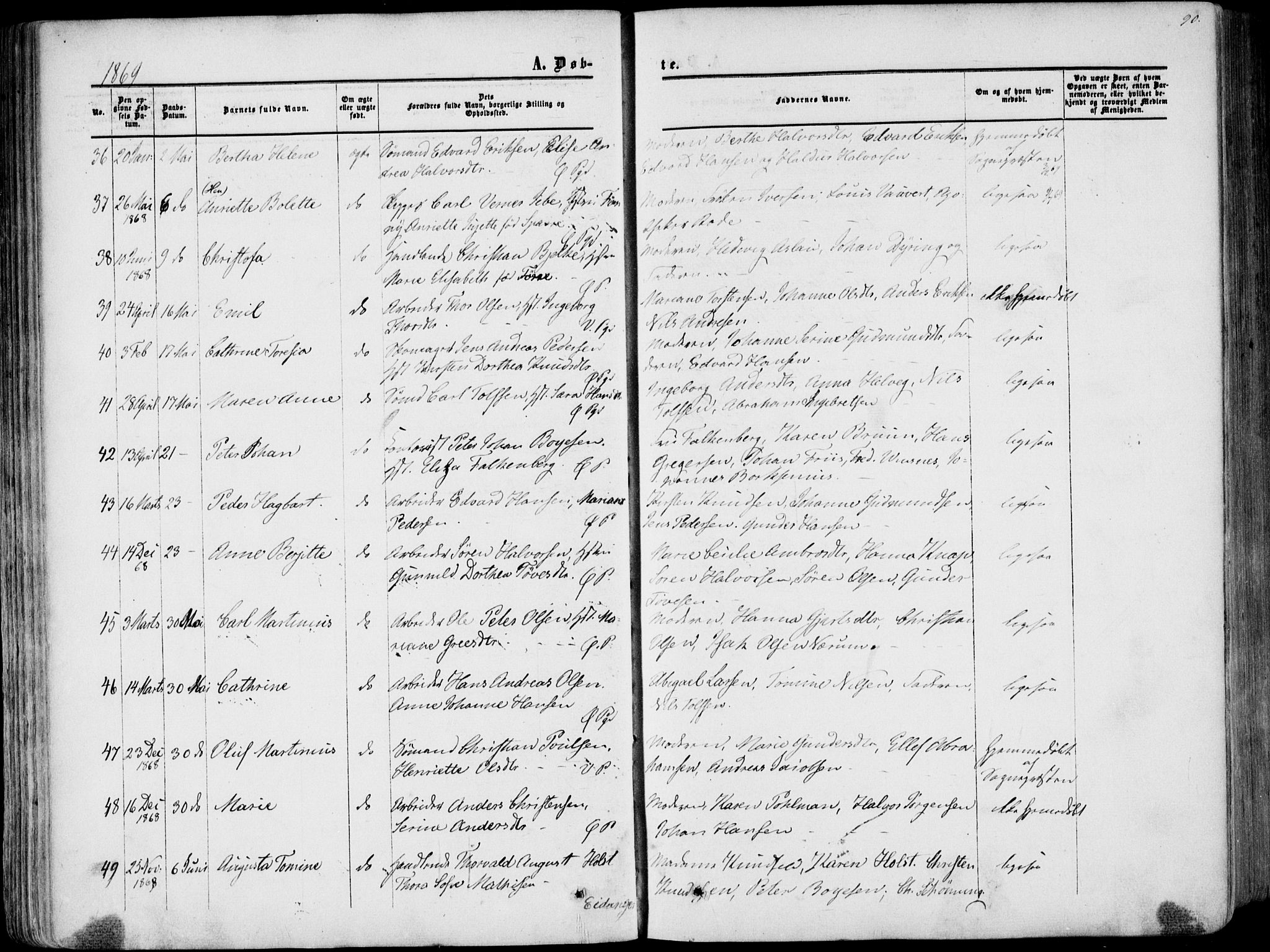 Porsgrunn kirkebøker , AV/SAKO-A-104/F/Fa/L0007: Ministerialbok nr. 7, 1858-1877, s. 90