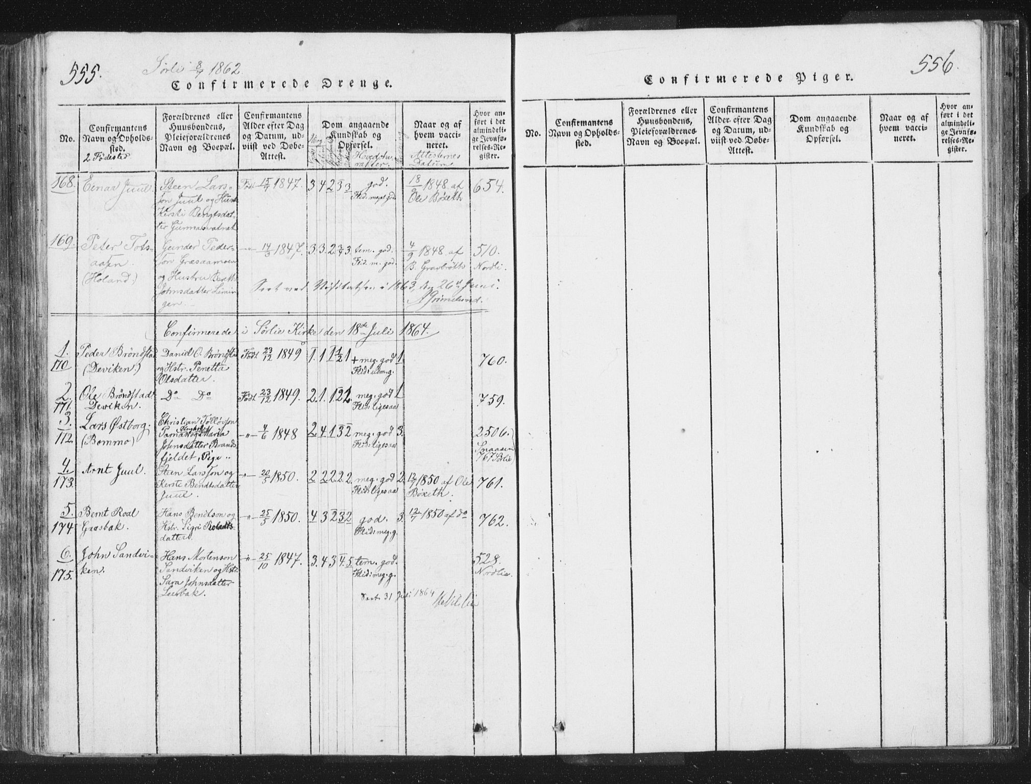 Ministerialprotokoller, klokkerbøker og fødselsregistre - Nord-Trøndelag, AV/SAT-A-1458/755/L0491: Ministerialbok nr. 755A01 /2, 1817-1864, s. 555-556