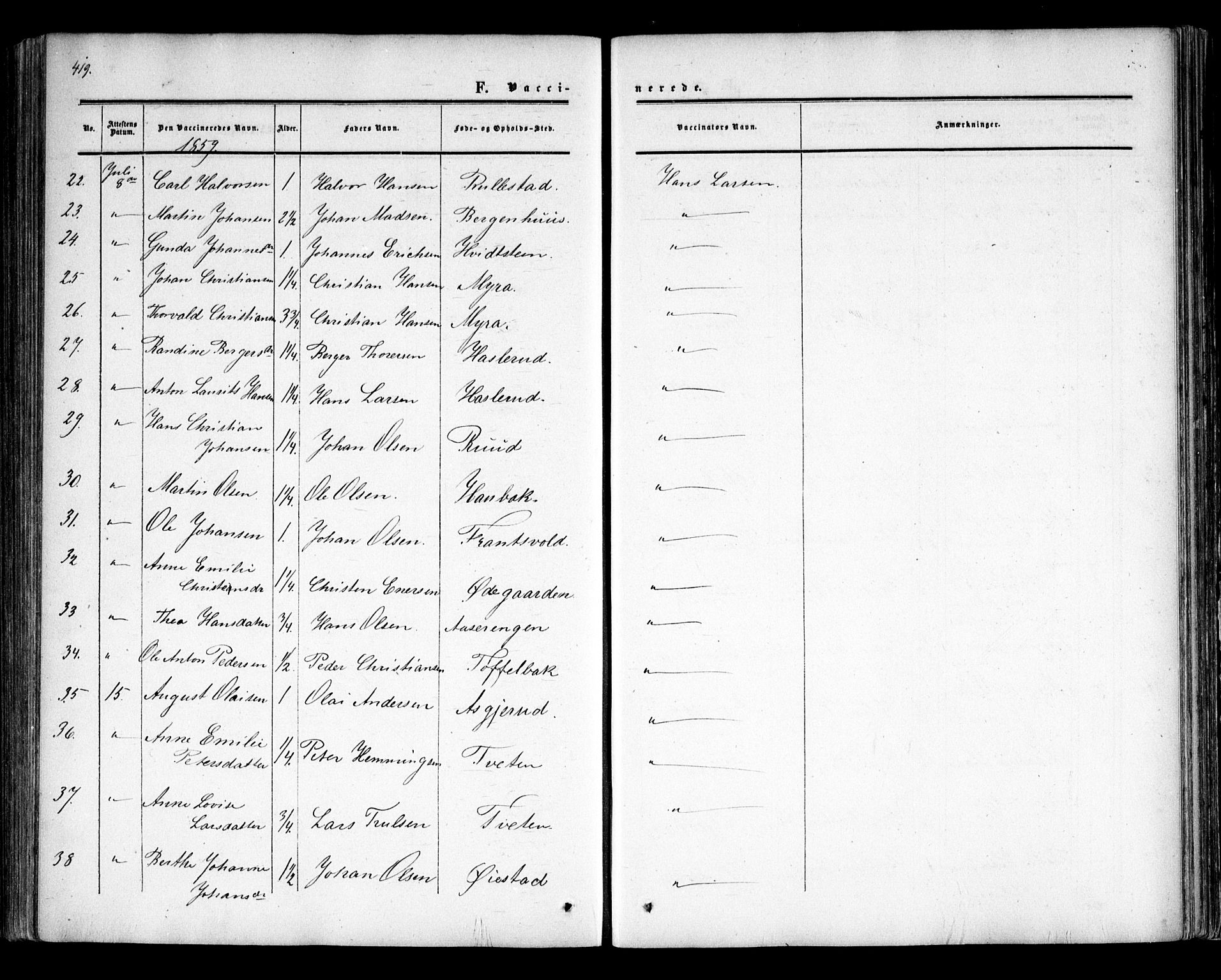 Trøgstad prestekontor Kirkebøker, AV/SAO-A-10925/F/Fa/L0008.b: Ministerialbok nr. I 8B, 1855-1864, s. 419