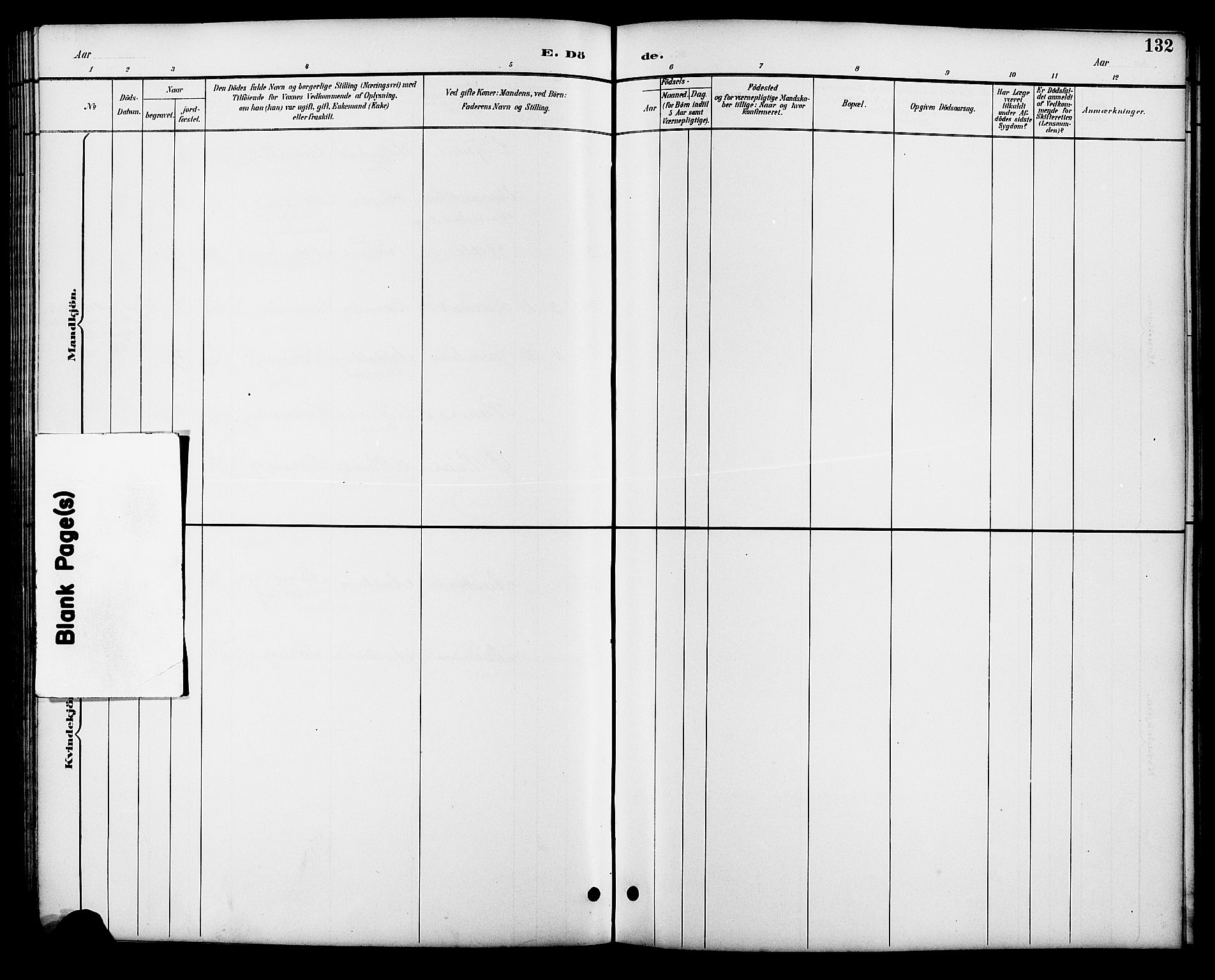 Åmli sokneprestkontor, SAK/1111-0050/F/Fb/Fbb/L0002: Klokkerbok nr. B 2, 1890-1905, s. 132