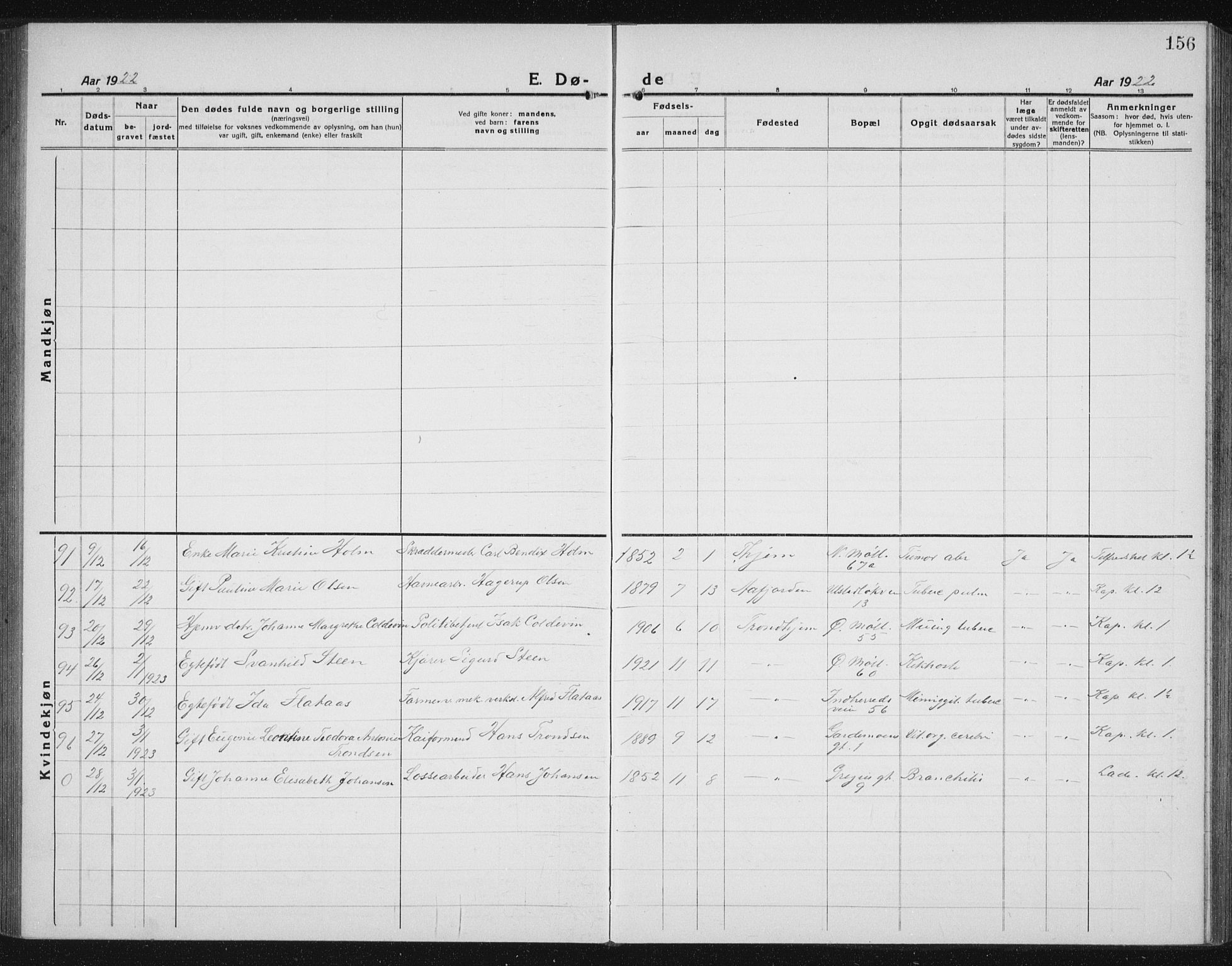 Ministerialprotokoller, klokkerbøker og fødselsregistre - Sør-Trøndelag, SAT/A-1456/605/L0260: Klokkerbok nr. 605C07, 1922-1942, s. 156