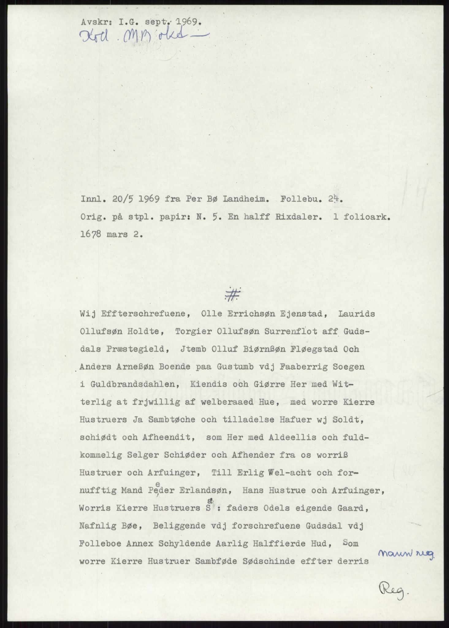 Samlinger til kildeutgivelse, Diplomavskriftsamlingen, AV/RA-EA-4053/H/Ha, s. 3127