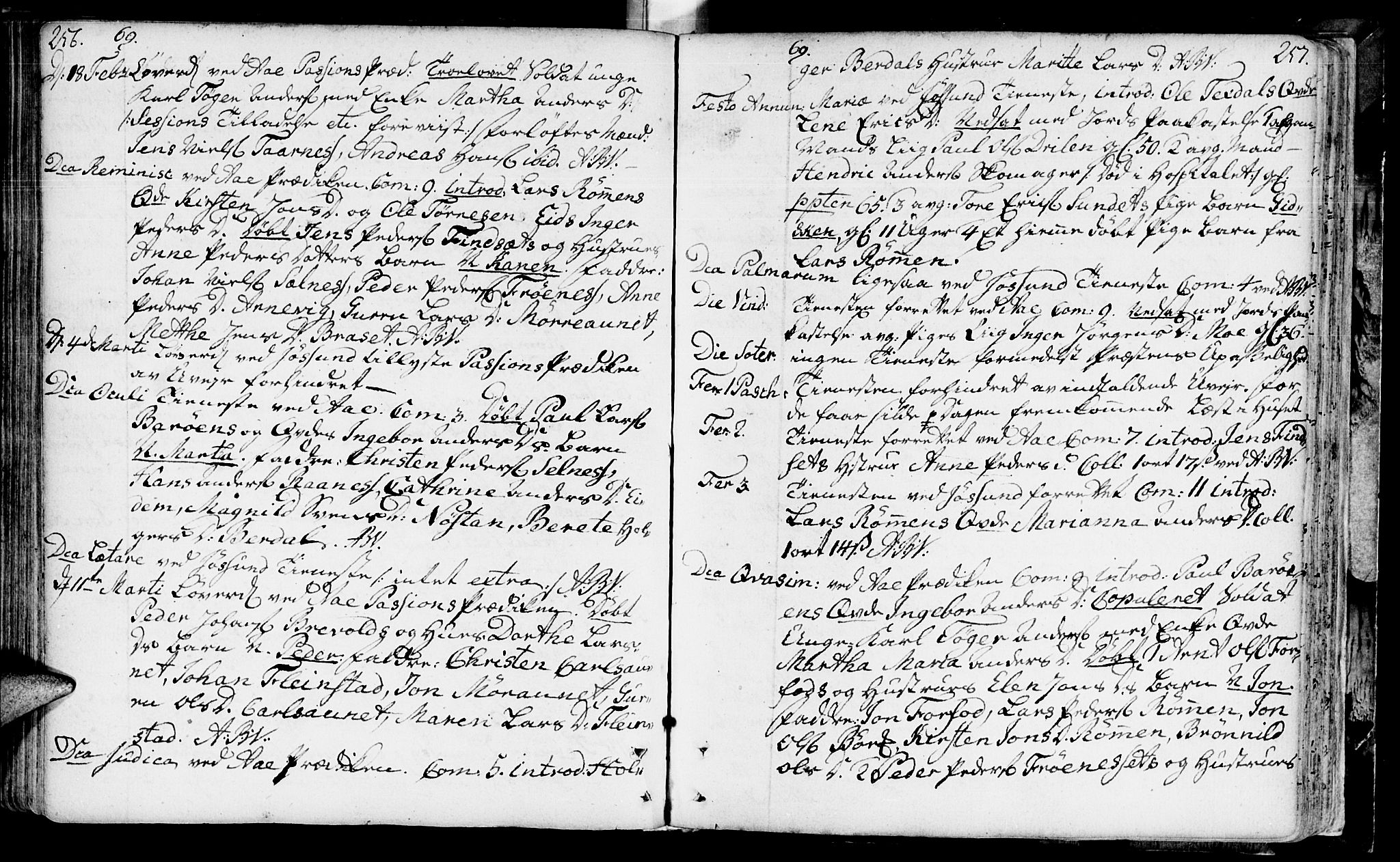 Ministerialprotokoller, klokkerbøker og fødselsregistre - Sør-Trøndelag, SAT/A-1456/655/L0672: Ministerialbok nr. 655A01, 1750-1779, s. 256-257