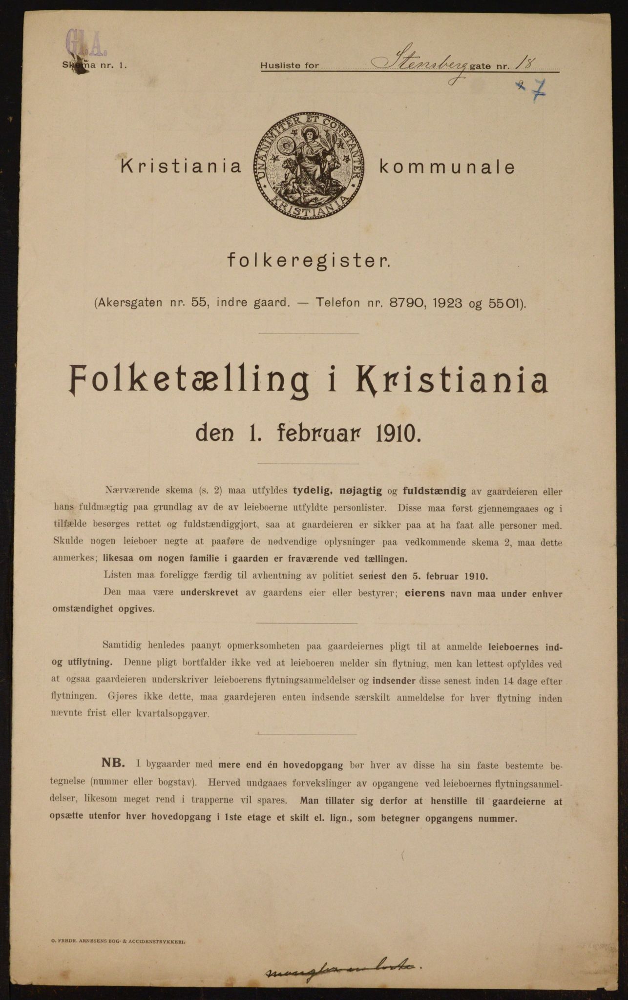 OBA, Kommunal folketelling 1.2.1910 for Kristiania, 1910, s. 96443