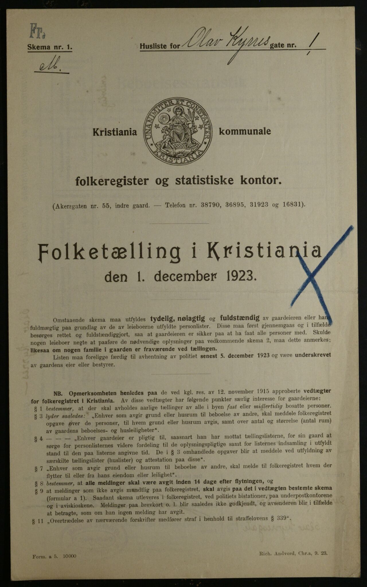 OBA, Kommunal folketelling 1.12.1923 for Kristiania, 1923, s. 82737