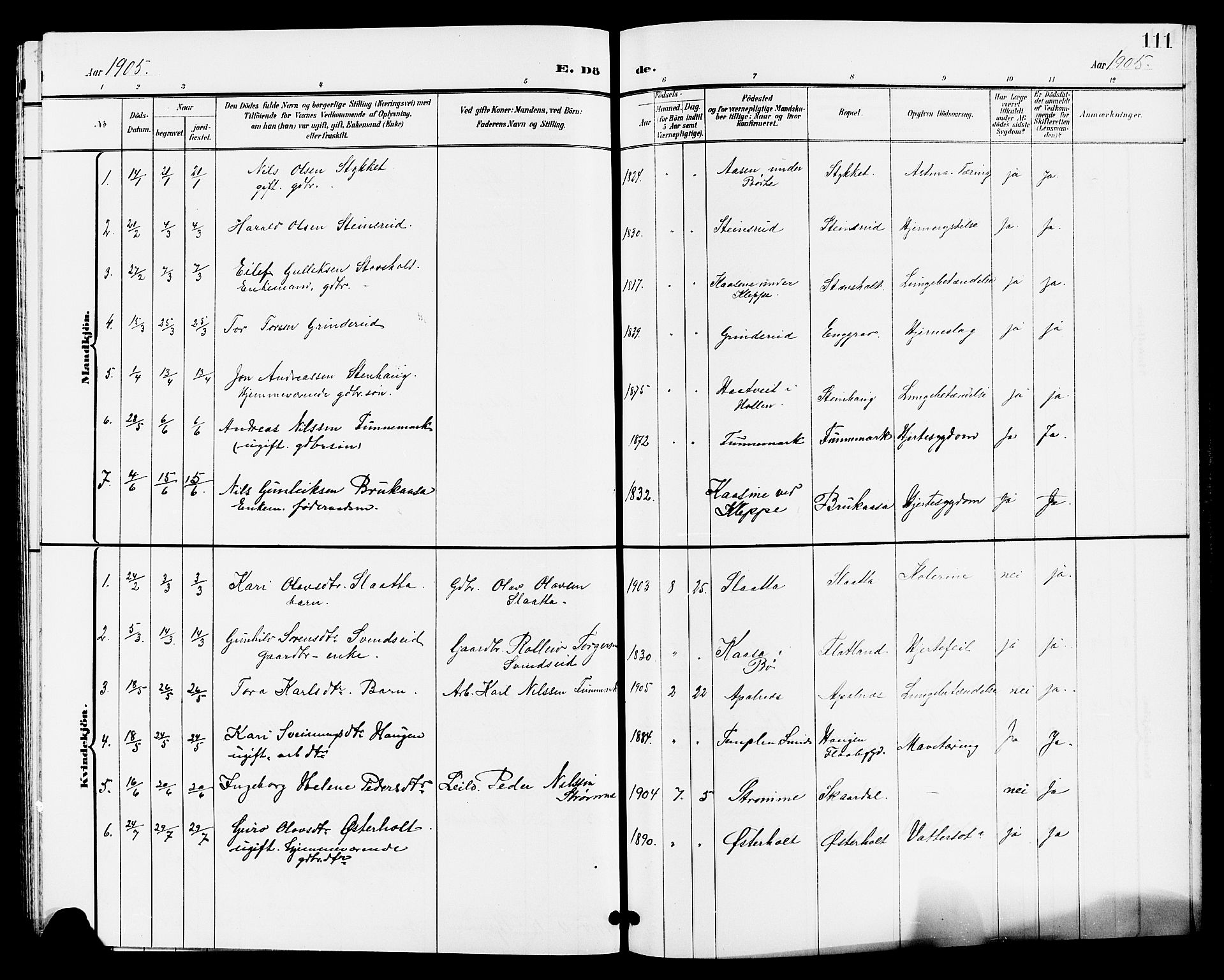 Lunde kirkebøker, AV/SAKO-A-282/G/Ga/L0003: Klokkerbok nr. I 3, 1896-1905, s. 111