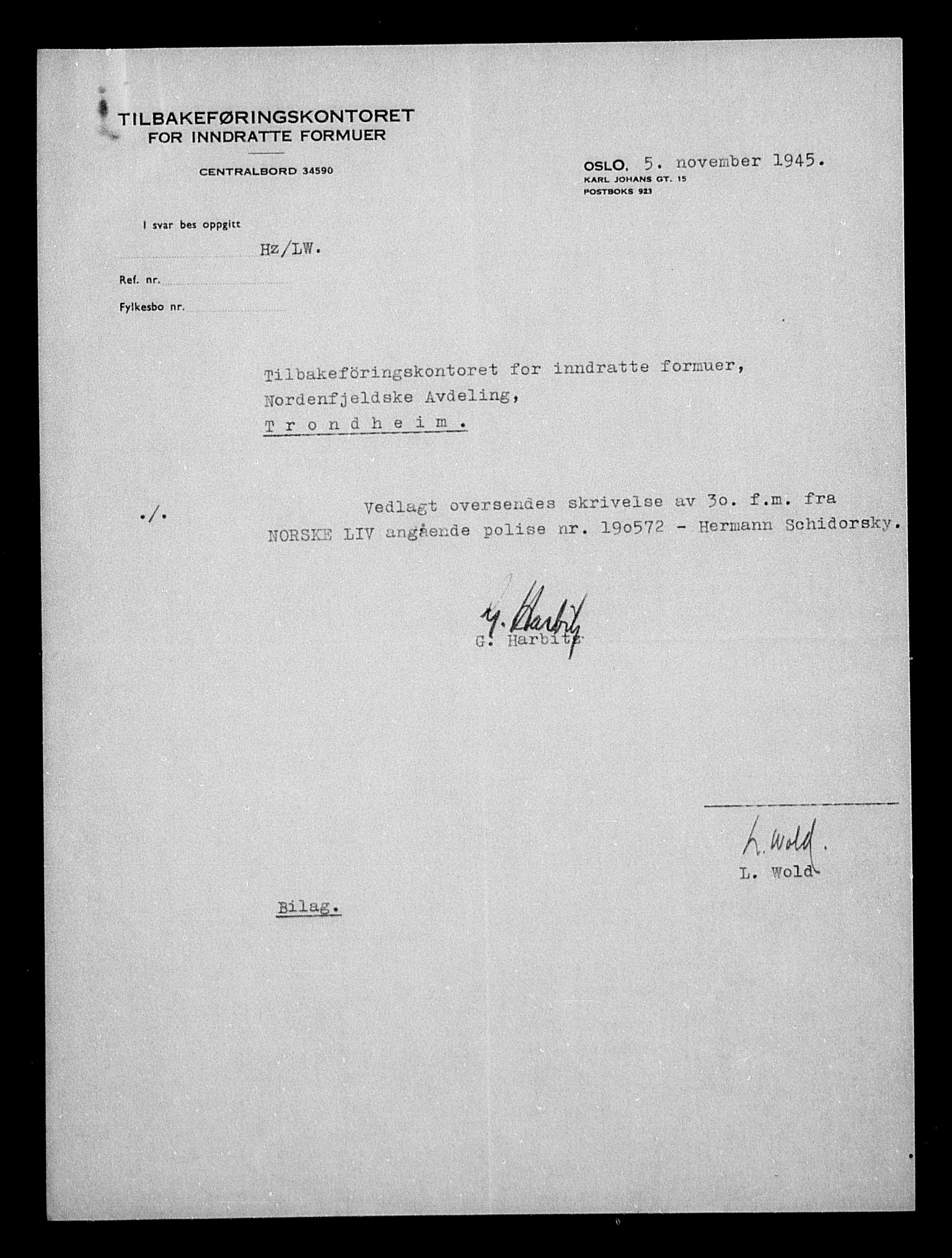 Justisdepartementet, Tilbakeføringskontoret for inndratte formuer, RA/S-1564/H/Hc/Hca/L0908: --, 1945-1947, s. 82