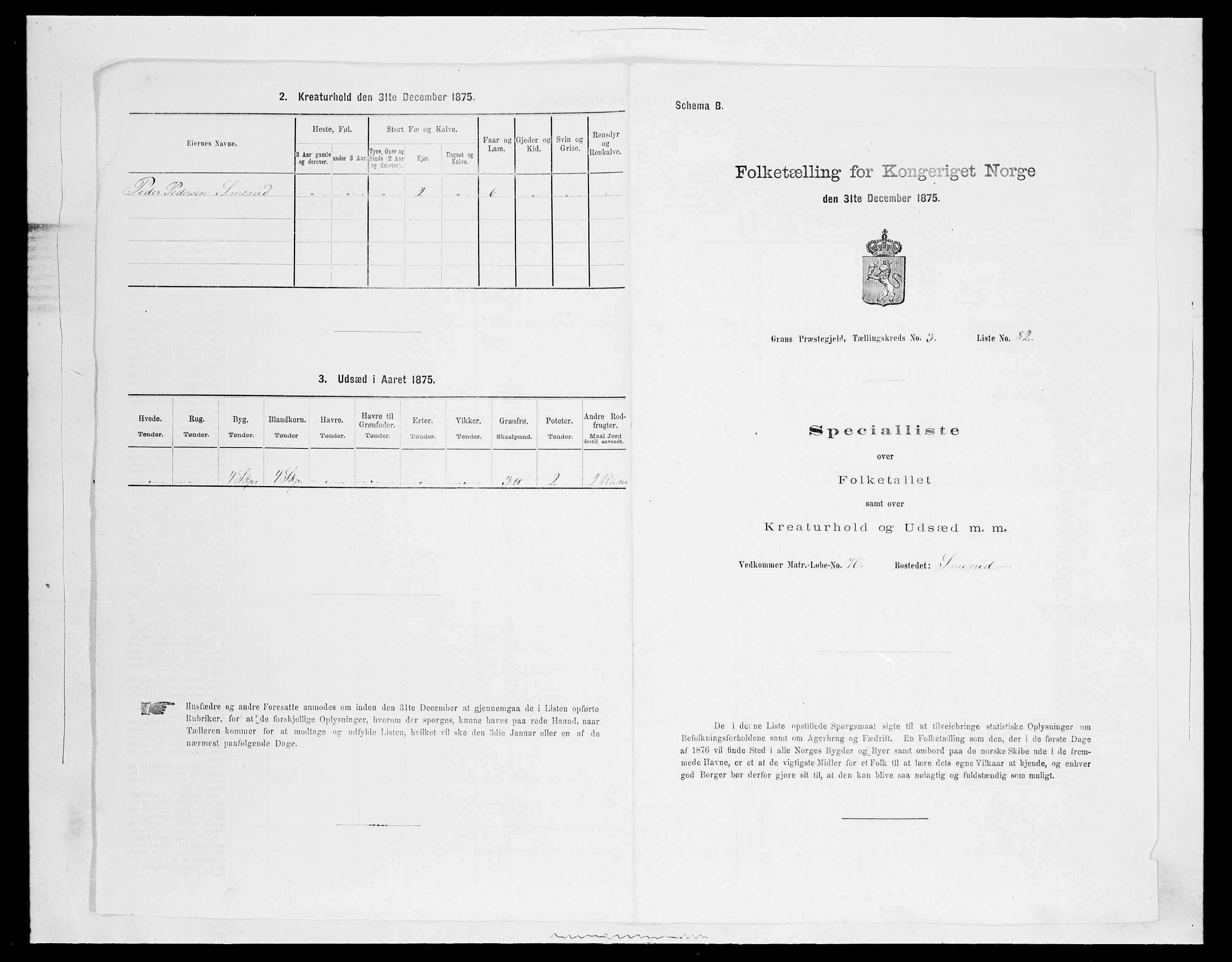 SAH, Folketelling 1875 for 0534P Gran prestegjeld, 1875, s. 538