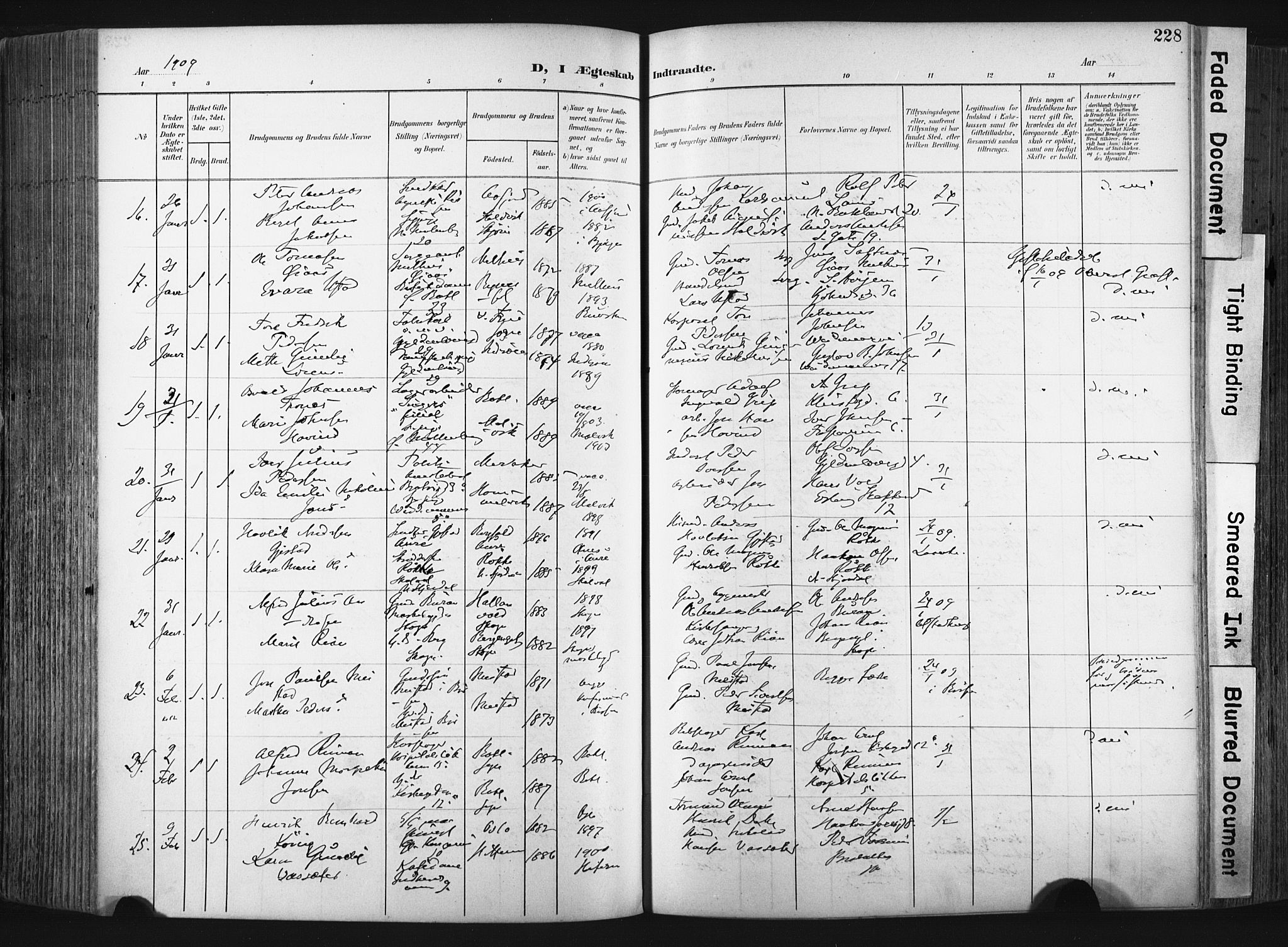 Ministerialprotokoller, klokkerbøker og fødselsregistre - Sør-Trøndelag, SAT/A-1456/604/L0201: Ministerialbok nr. 604A21, 1901-1911, s. 228