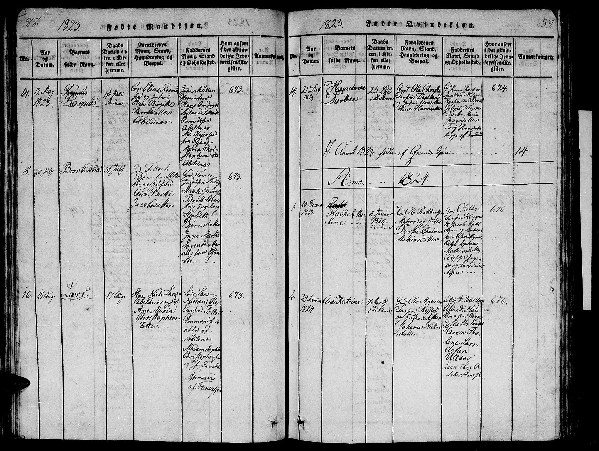 Flekkefjord sokneprestkontor, SAK/1111-0012/F/Fb/Fbb/L0001: Klokkerbok nr. B 1, 1815-1830, s. 88-89