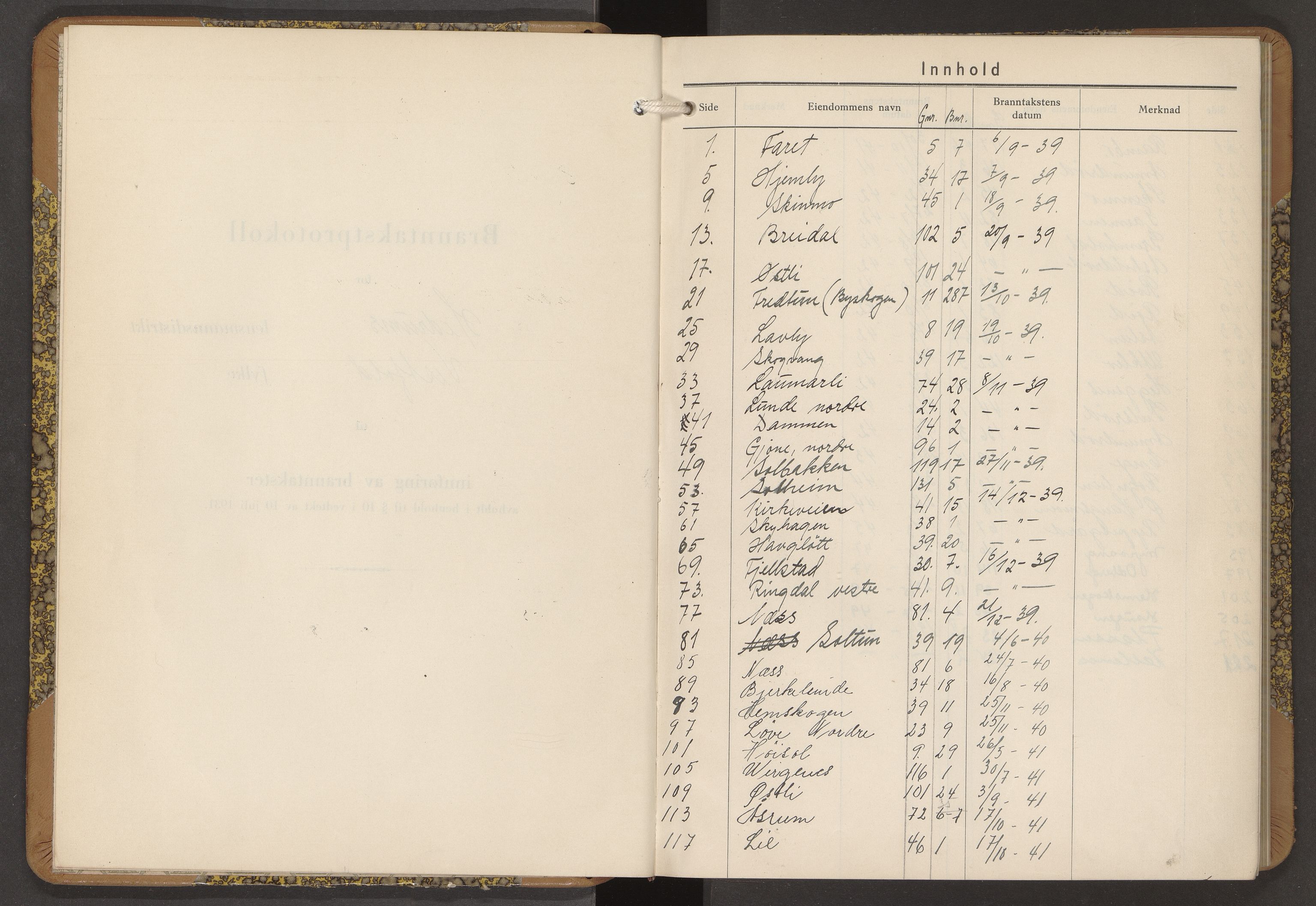 Hedrum lensmannskontor, AV/SAKO-A-536/Y/Yc/Ycb/L0007: Skjematakstprotokoll, 1939-1946