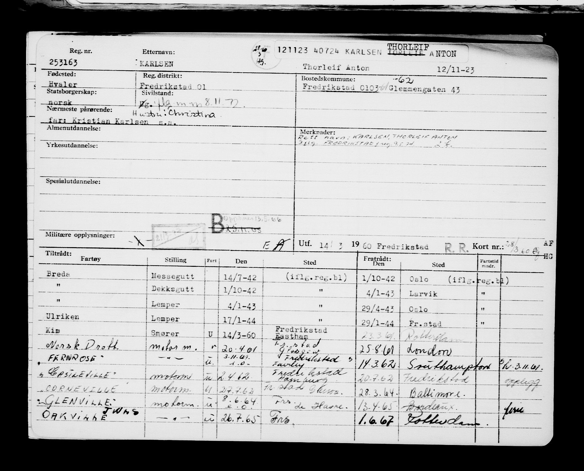 Direktoratet for sjømenn, AV/RA-S-3545/G/Gb/L0224: Hovedkort, 1923, s. 695