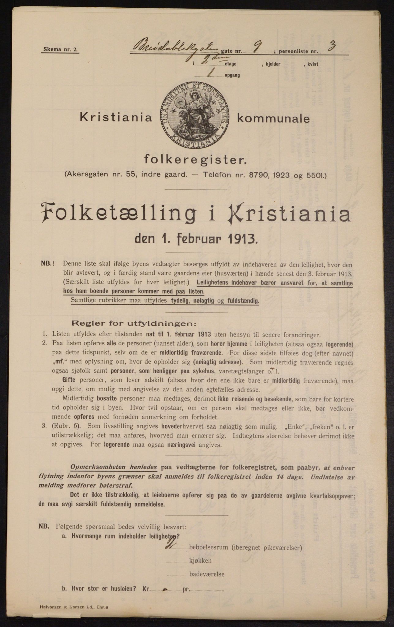 OBA, Kommunal folketelling 1.2.1913 for Kristiania, 1913, s. 8009